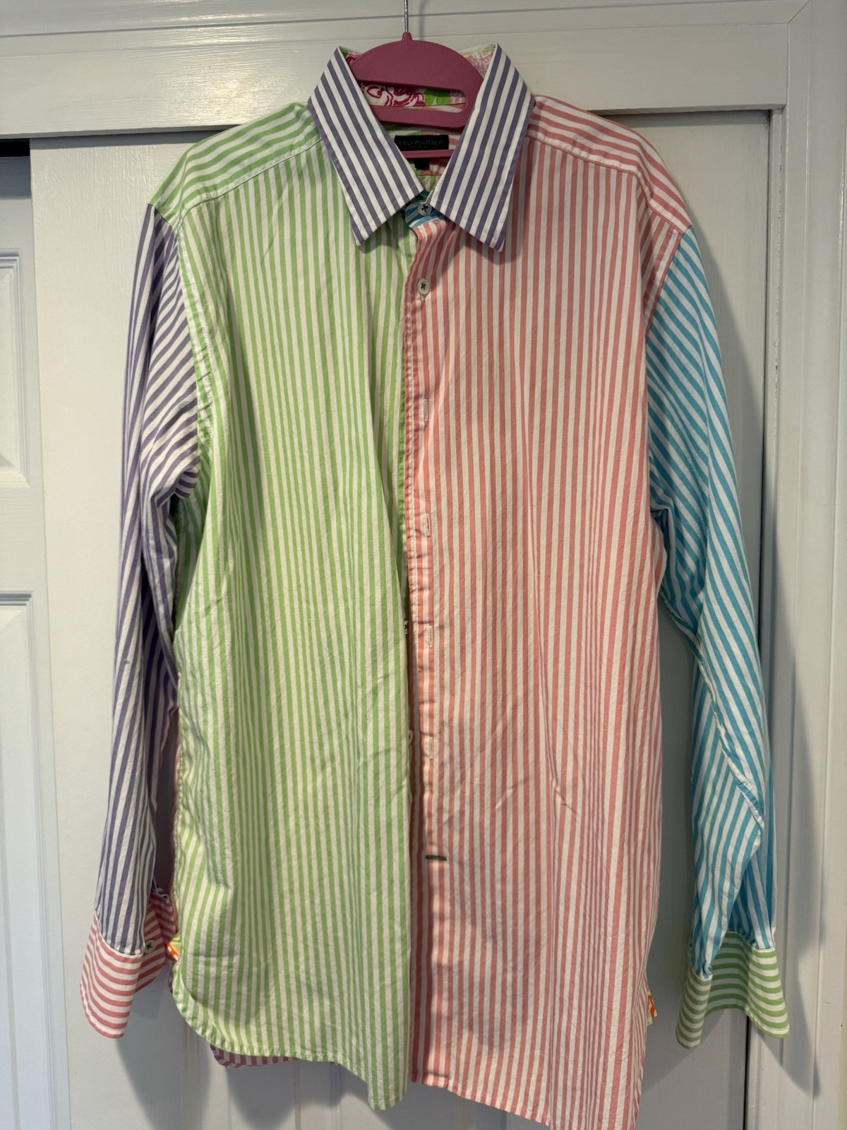 Lilly Pulitzer Multicolor Striped Oxford Mens Shirt Large Long Sleeve**RARE**!!