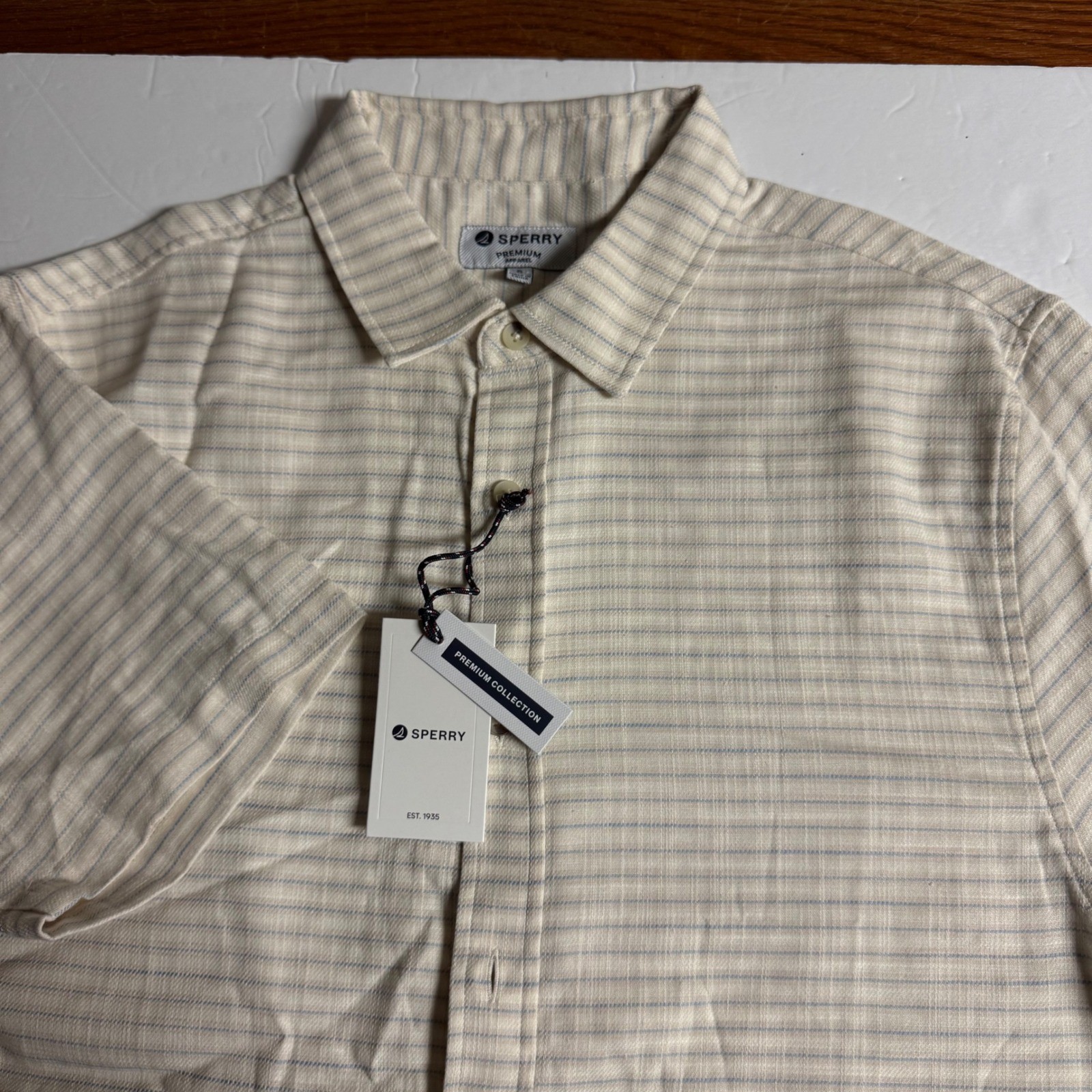 Sperry Premium Collection Mens Button Down Shirt Short Sleeve Striped