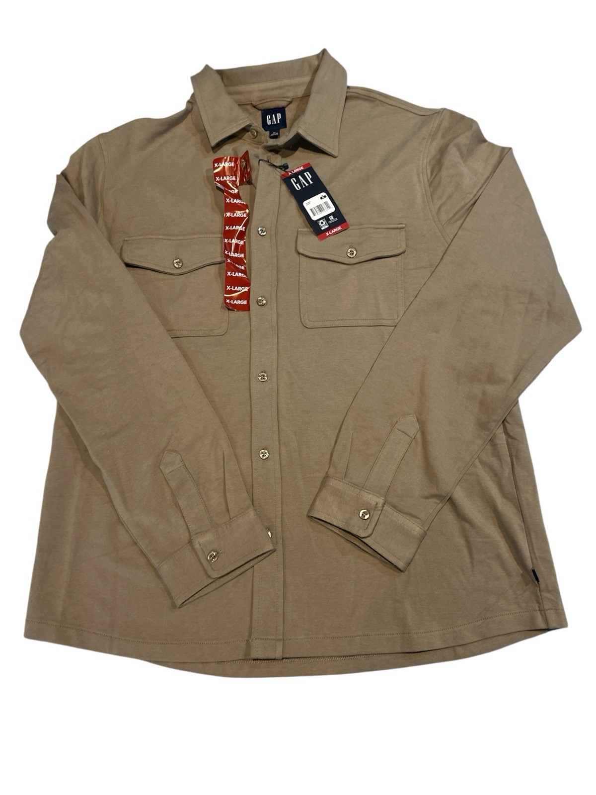 Gap Men’s Long Sleeve Comfortable Soft Knit Button Down light Brown XLarge