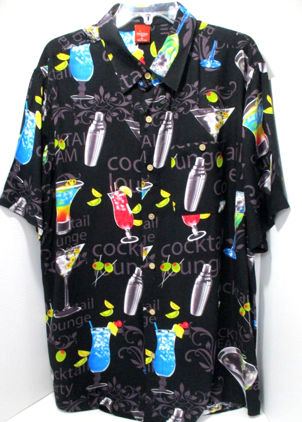 Cocktail Drinks Shirt Mens Size XL 100% Rayon Short Sleeve Junction West