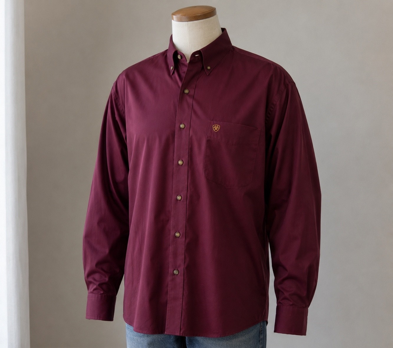 Ariat Mens XXL Burgundy Button Down Shirt Long Sleeve 100% Cotton Western