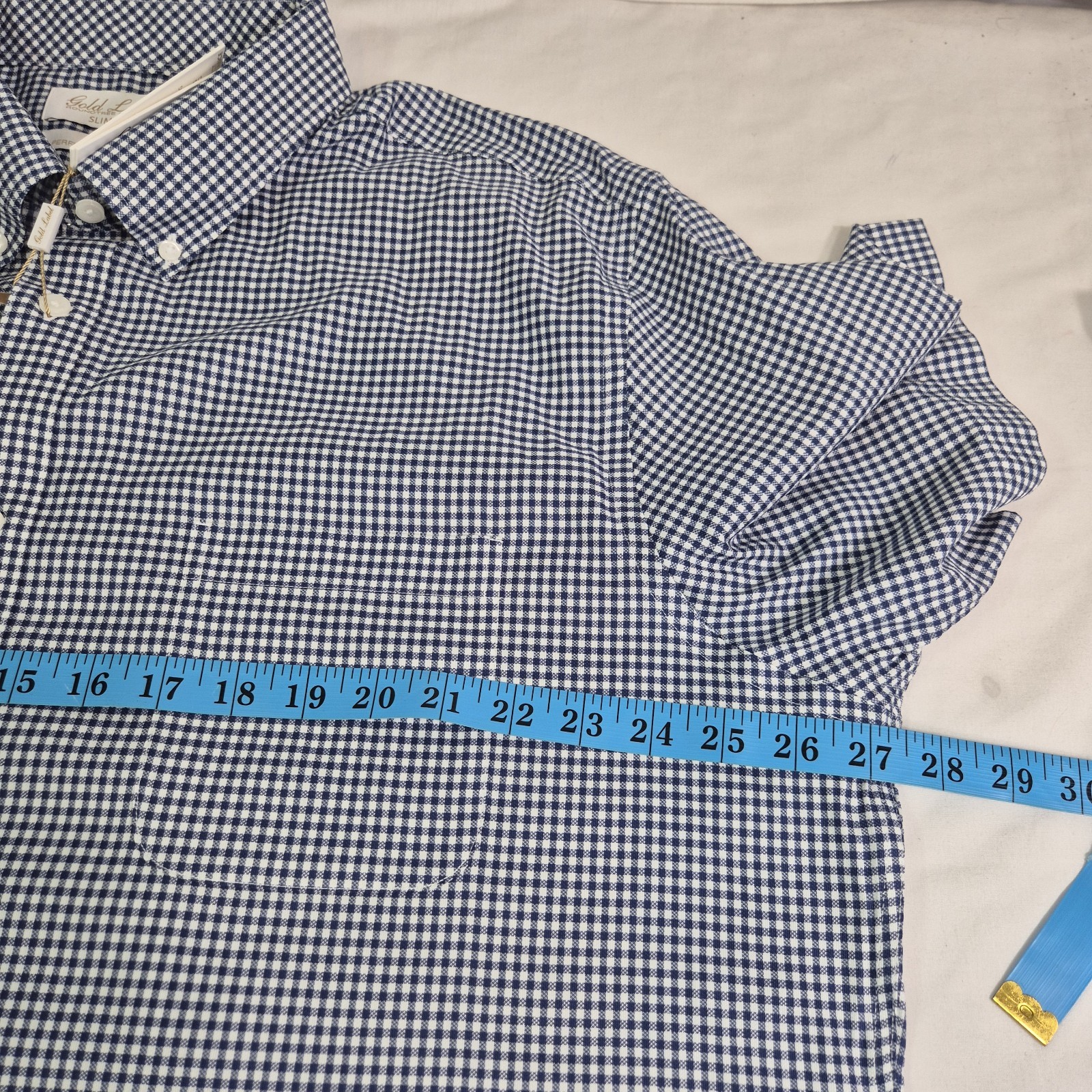 Roundtree & Yorke Gold Label Men’s Shirt Size XXL Check Short Sleeve Blue 69