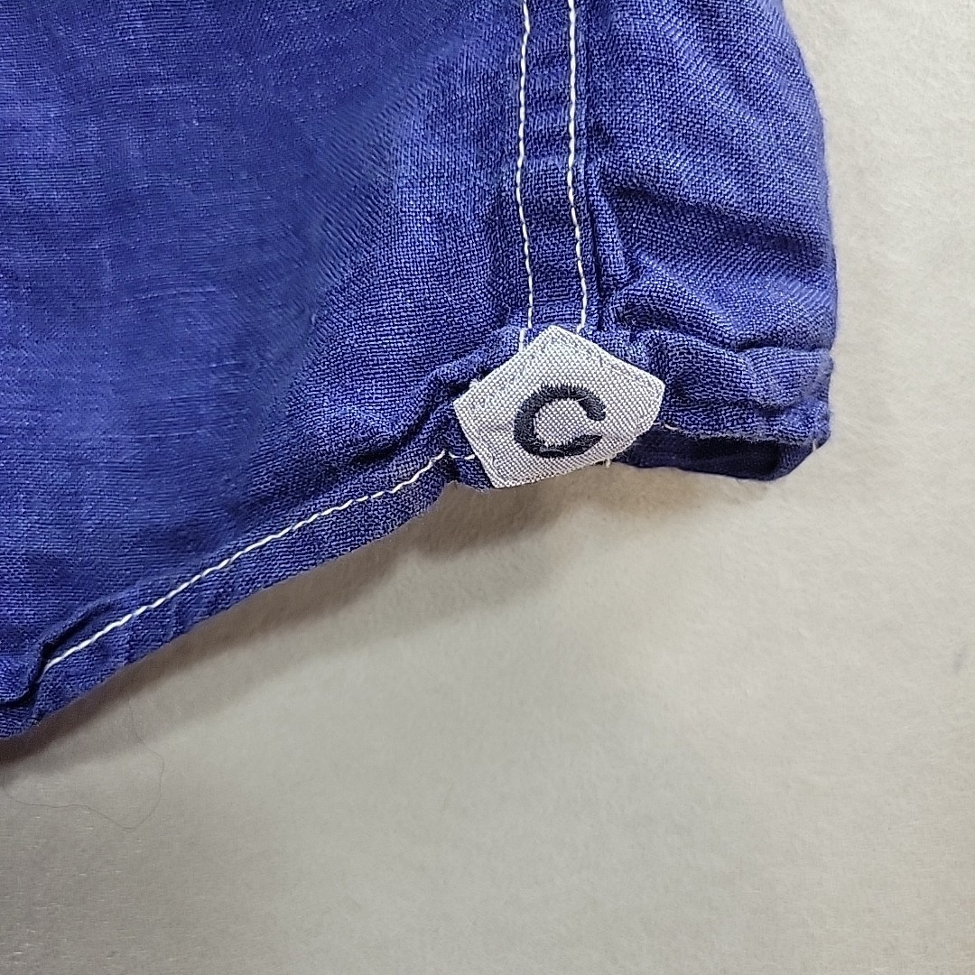 Cremieux Blue Button Up Short Sleeve Shirt Linen Size L