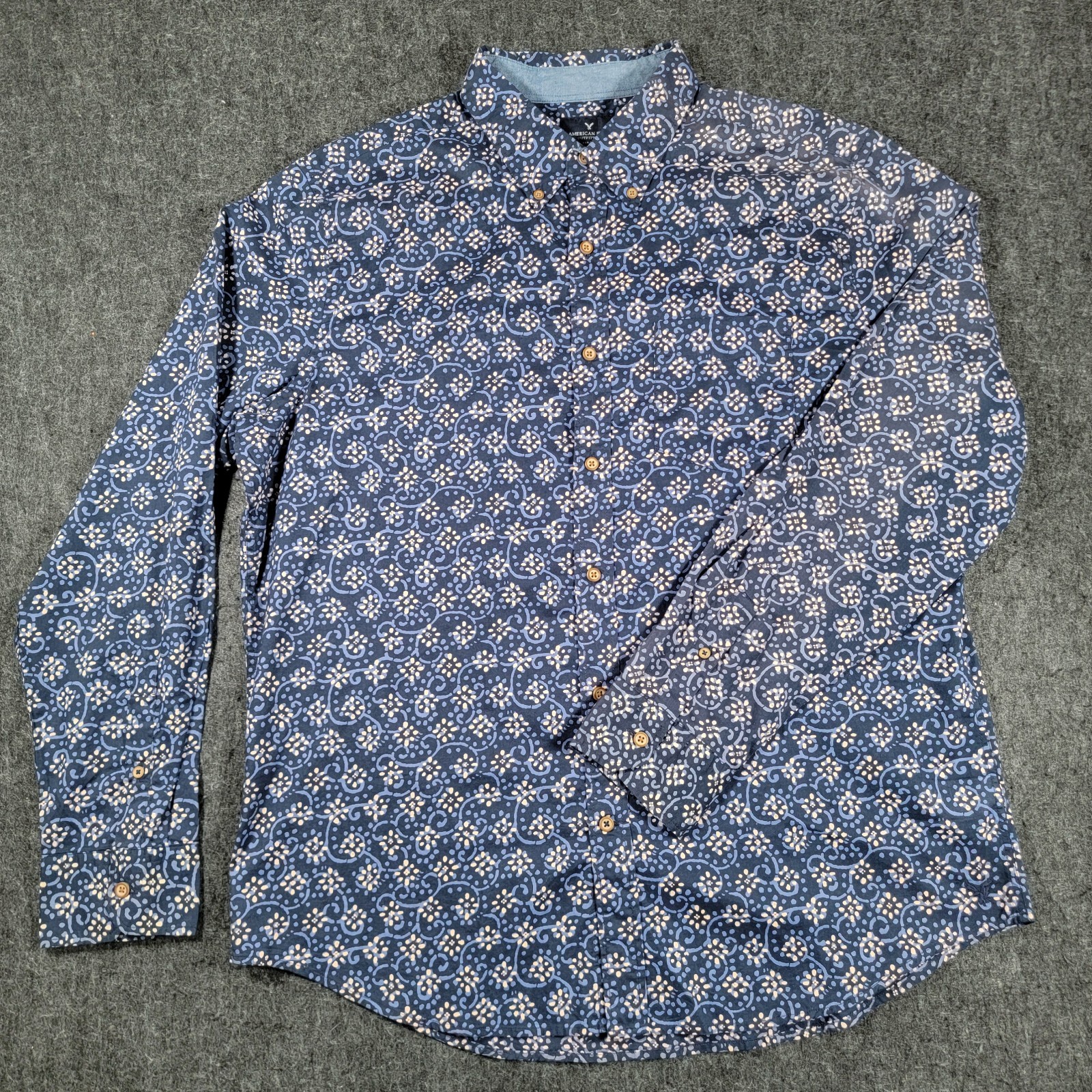 American Eagle Floral Dress Shirt Men XL Classic Retro Art Preppy Academia 752