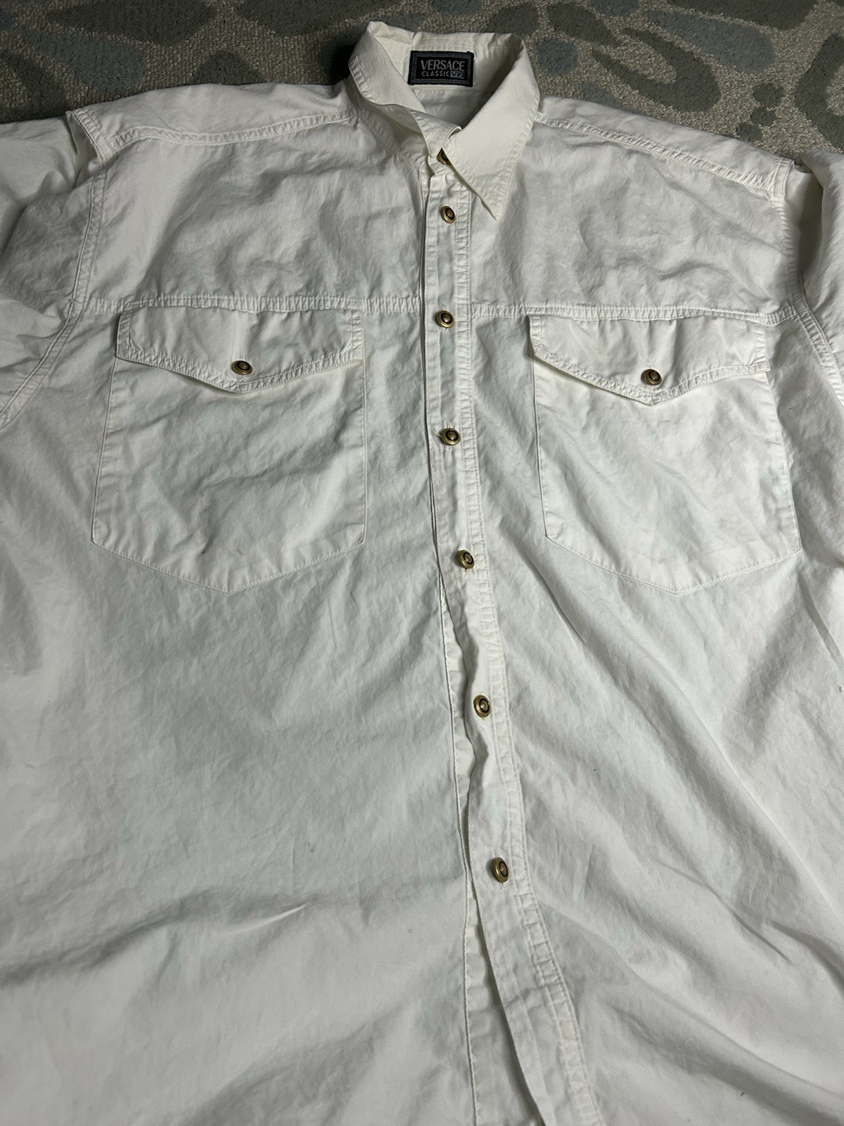 Versace Jeans Couture Classic V2 Shirt Made In Italy White Button Up Size M