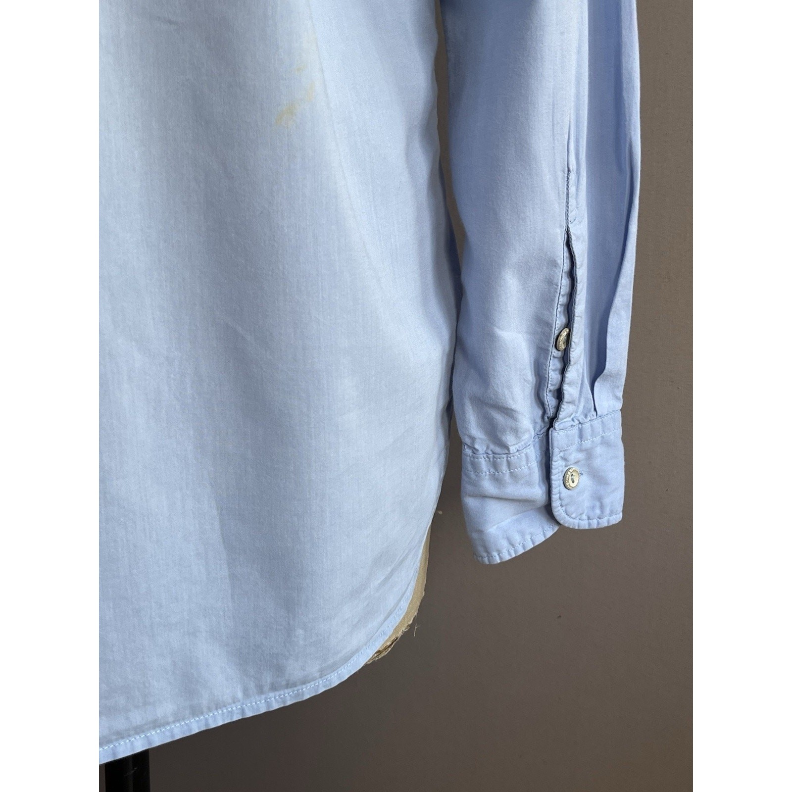 Levi’s Made & Crafted Shirt Mens Size XL Blue Henley Collar Cotton Italy