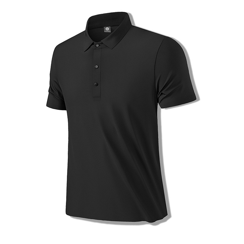 Polo shirt seamless ice-feel turnover collar loose printed fitness short sleeve