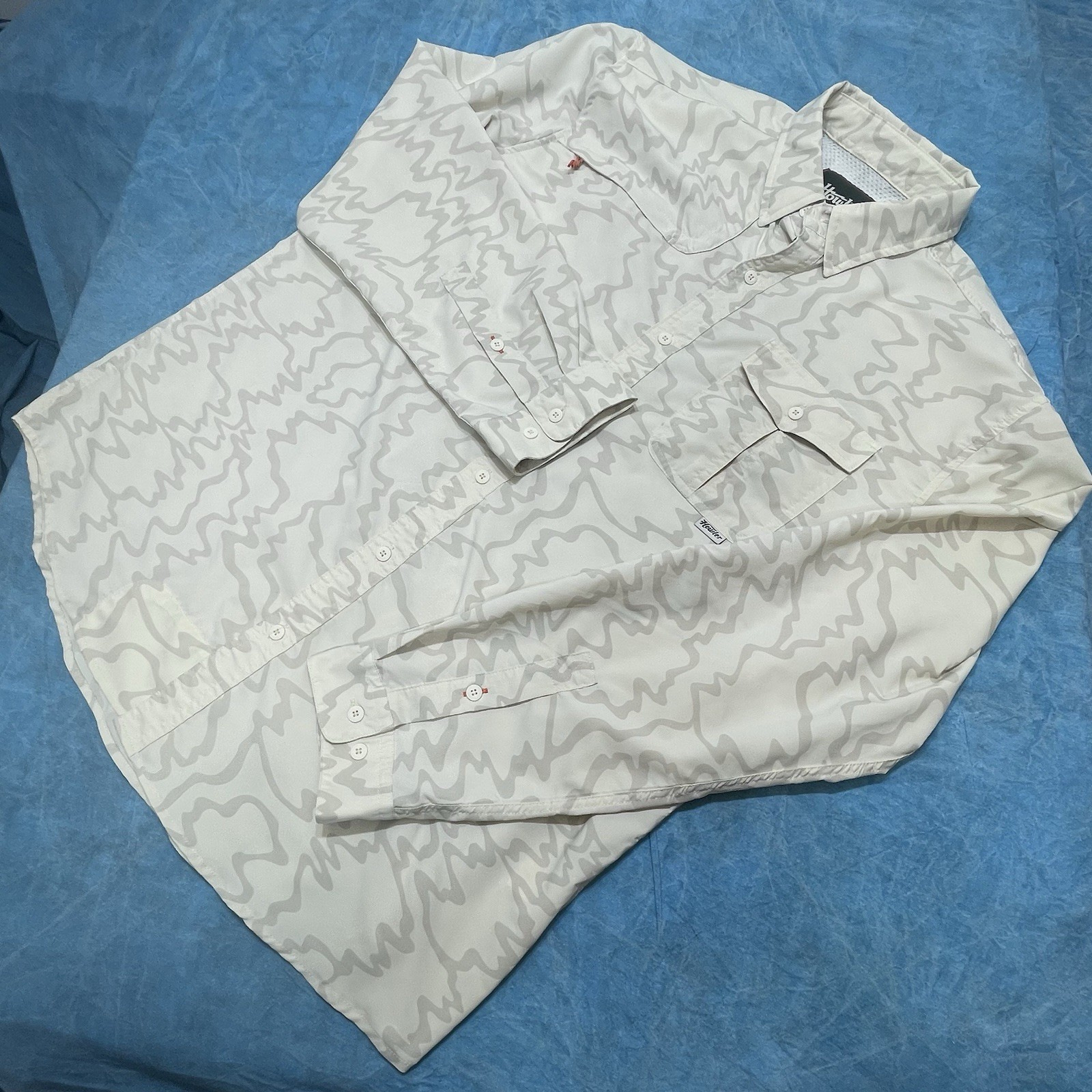 Howler Brothers Matagorda Shirt Mens L Beige Ocean Motion Long Sleeve Button Up
