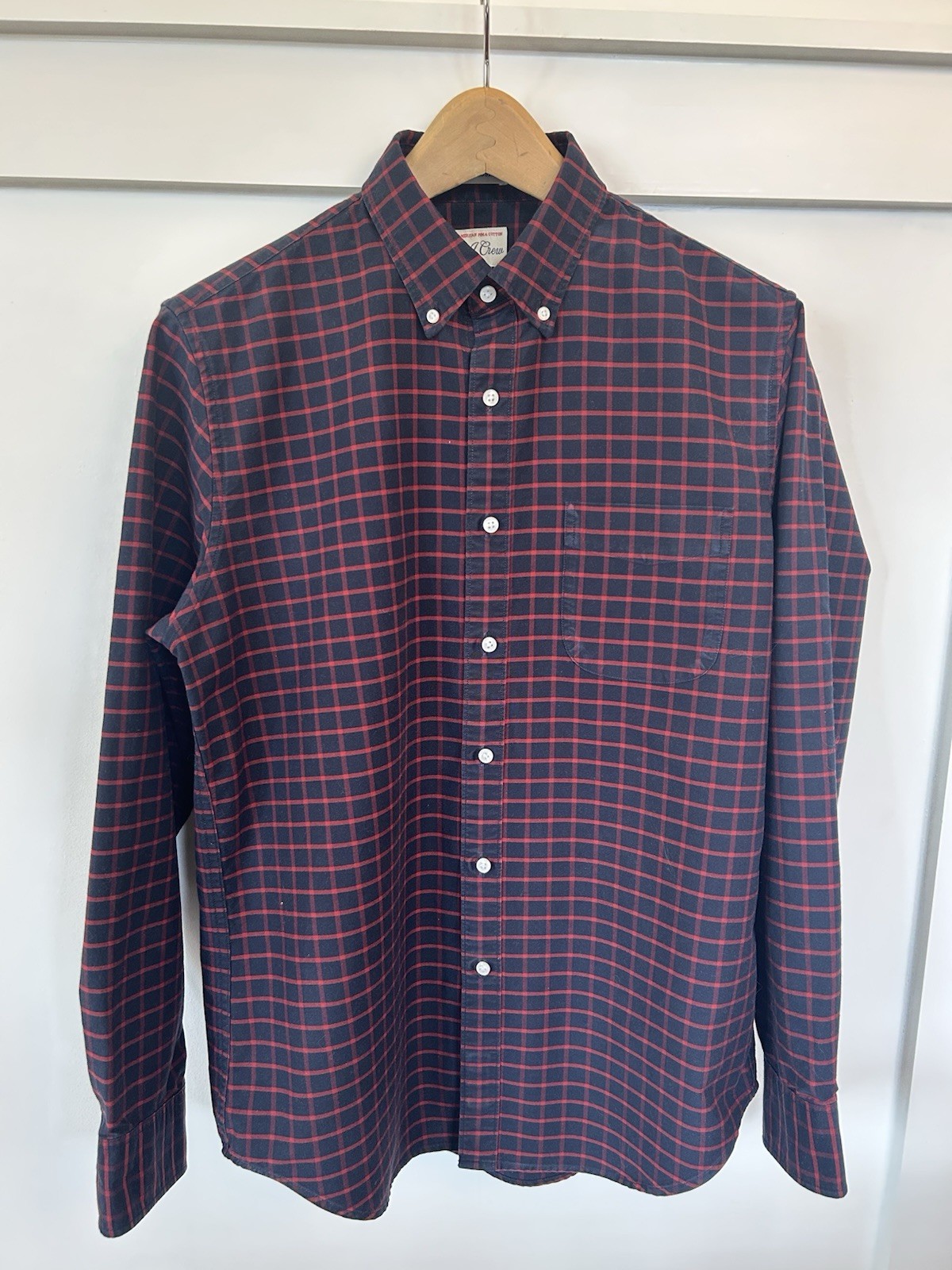J.Crew Men’s Oxford Button Down Navy Check Pattern Size Medium