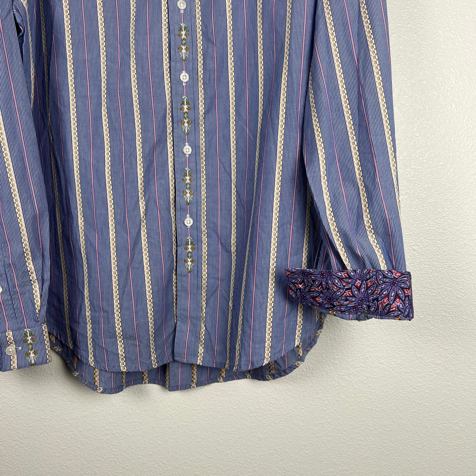 Robert Graham Men’s Embroidered Flip Cuff Button Up Sz XL