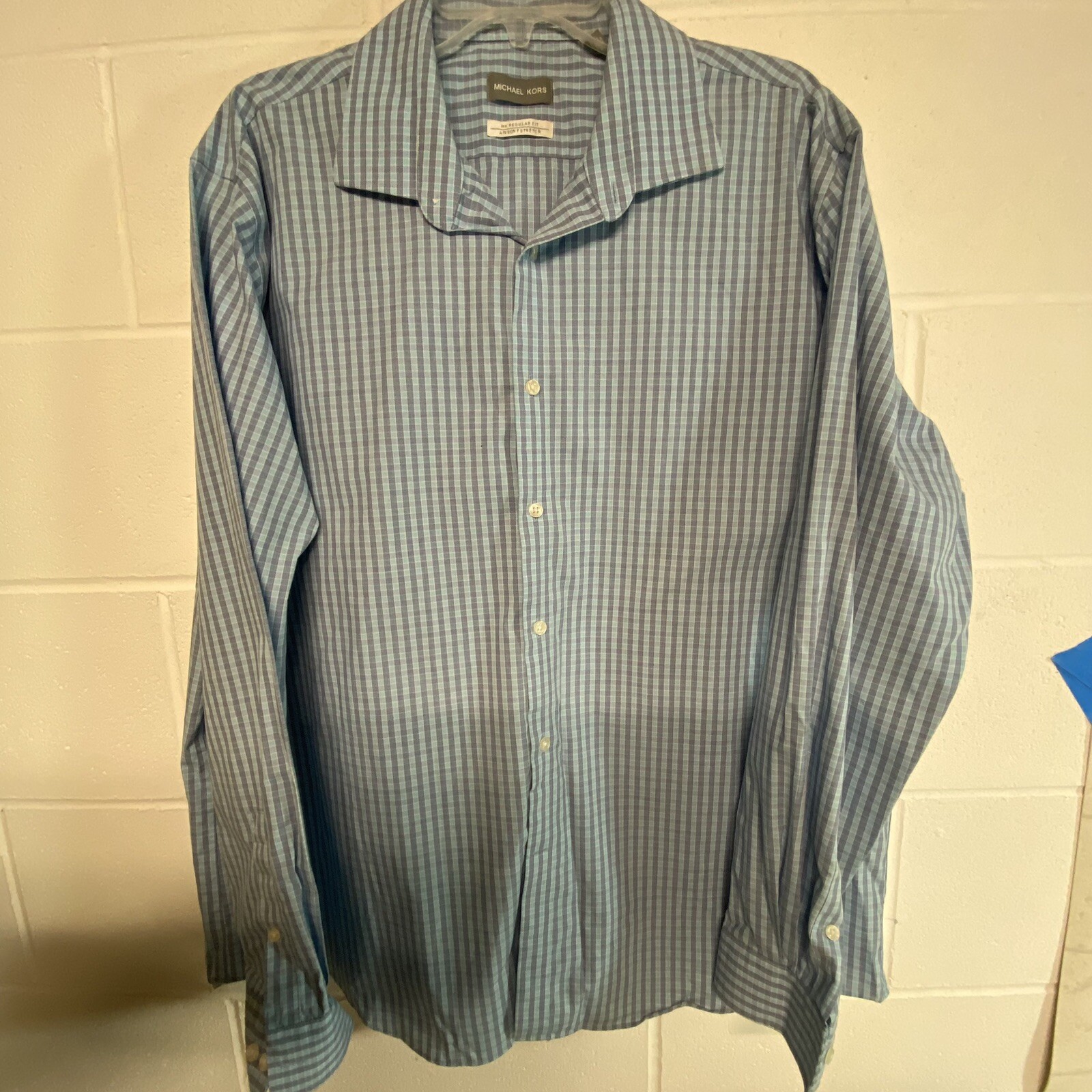 Michael Kors Button Shirt Long Sleeve Size 18 36/37 Regular Fit Airsoft Stretch