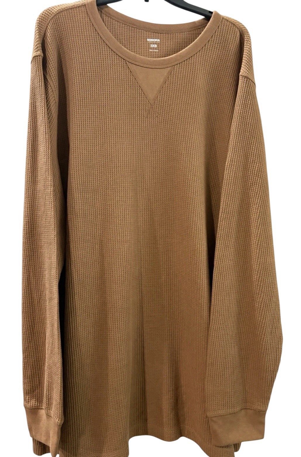 SONOMA The Essential Waffle Long Sleeve Work T-Shirt Carmel Color Size 3XB NWT