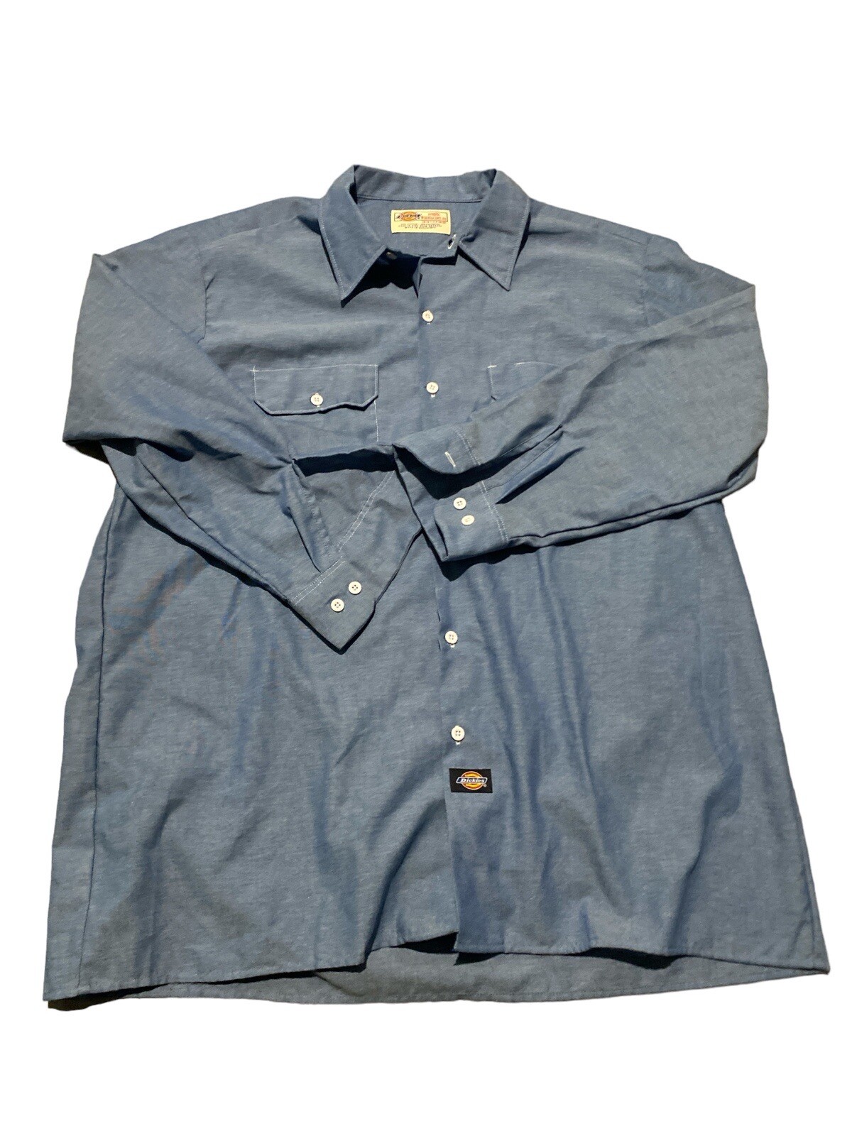 Dickies Mens Blue Long Sleeve Button Down Casual Shirt Size 18-18 1/2 34/35
