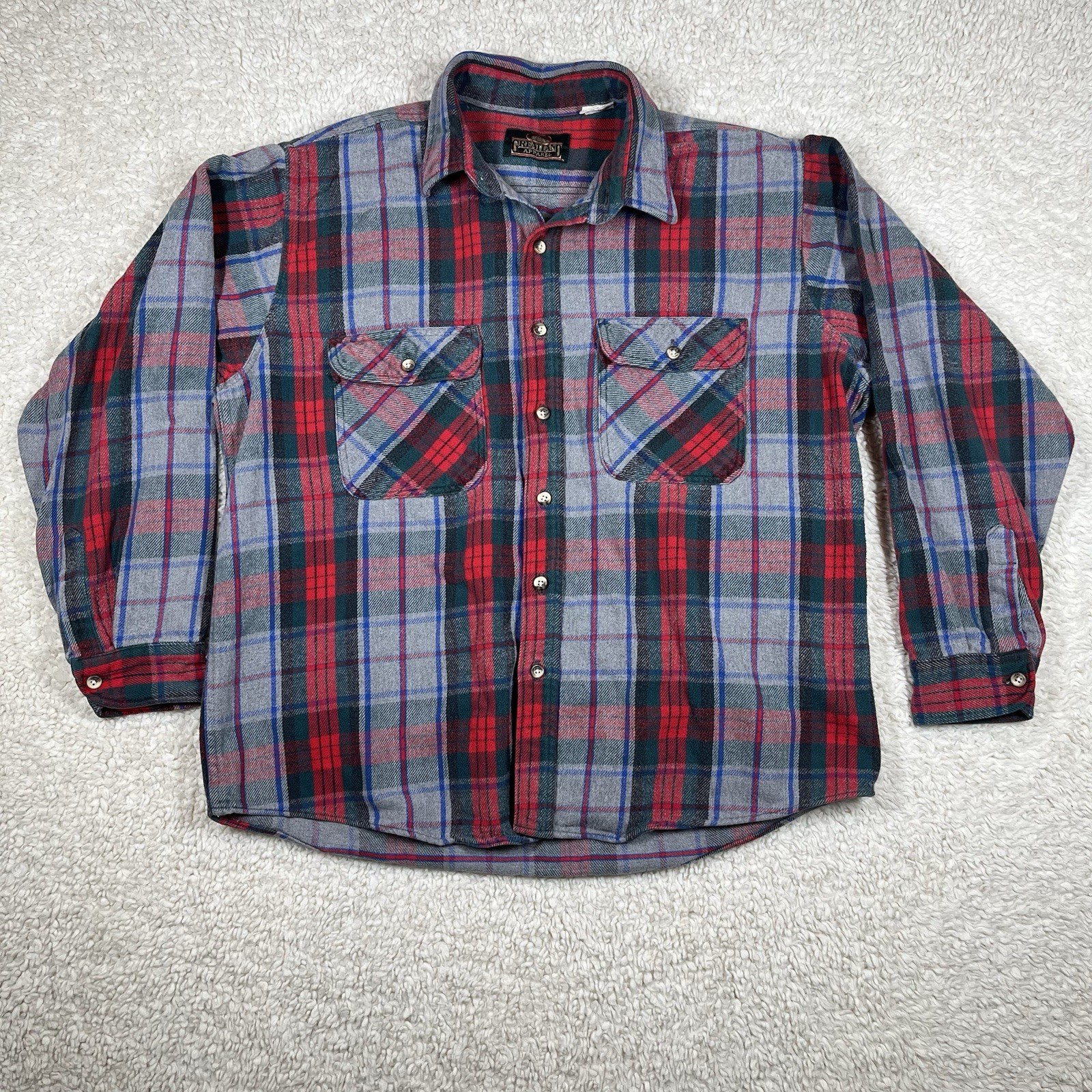 Vintage Greatland Apparel Heavy Duty Flannel Long Sleeve Mens Large Plaid