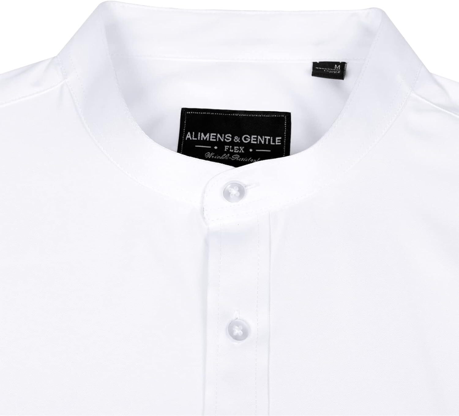 Men’s Banded Collar Dress Shirts Wrinkle Free Mandarin Collar Button Down Shirt