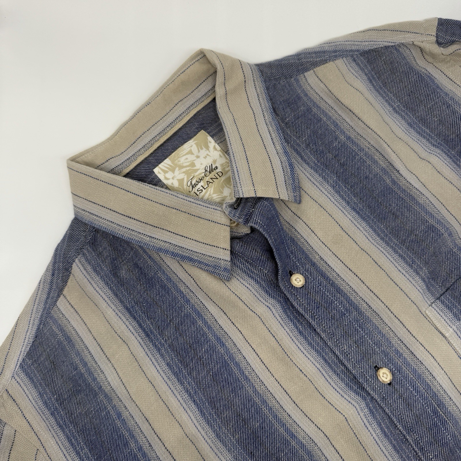 Tasso Elba Island Men’s Linen Cotton Blend Striped Button-Up XL