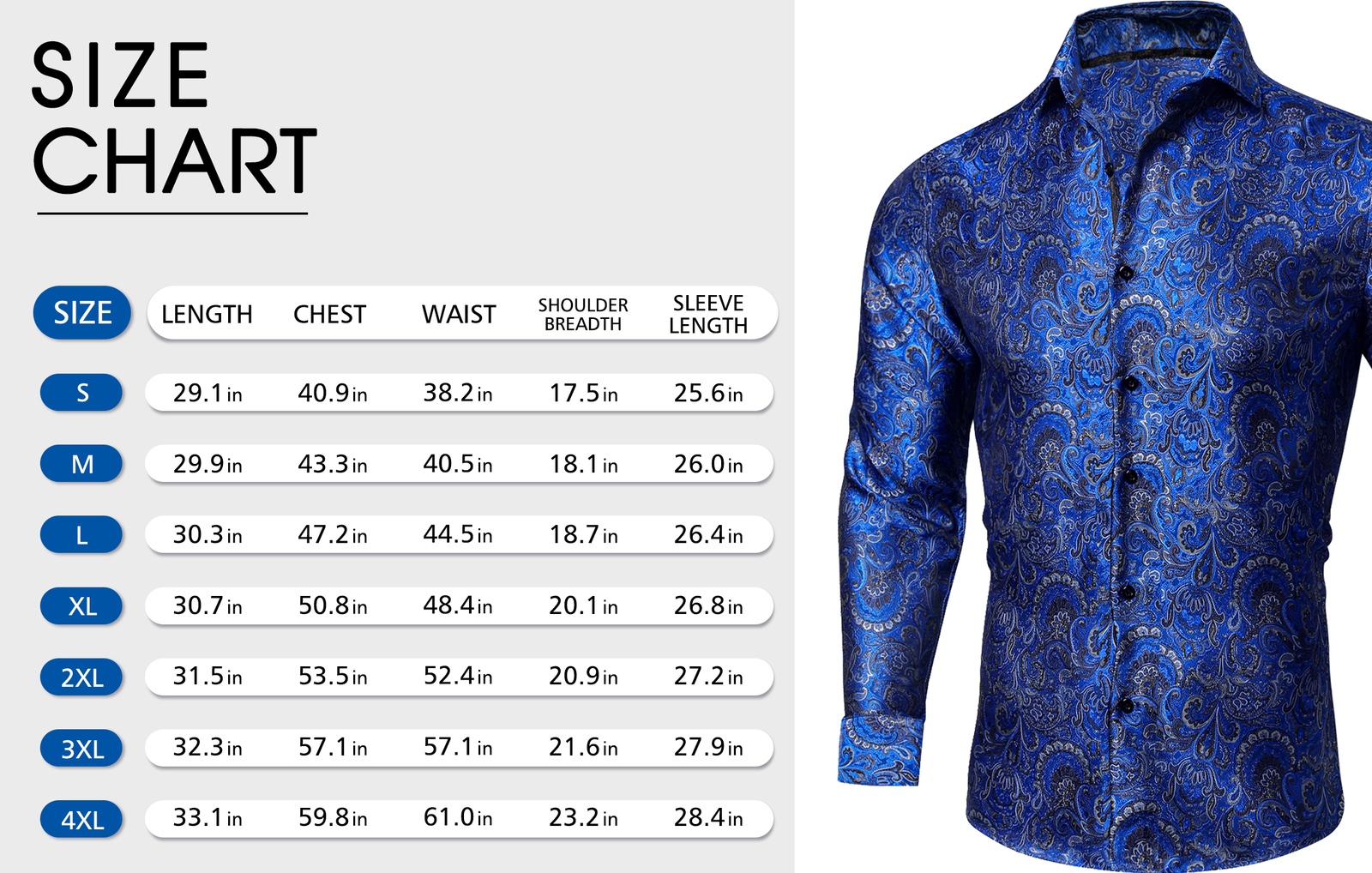 Mens Shirt Long Sleeve Black Paisley Luxury Button Regular Fit Shirts Formal