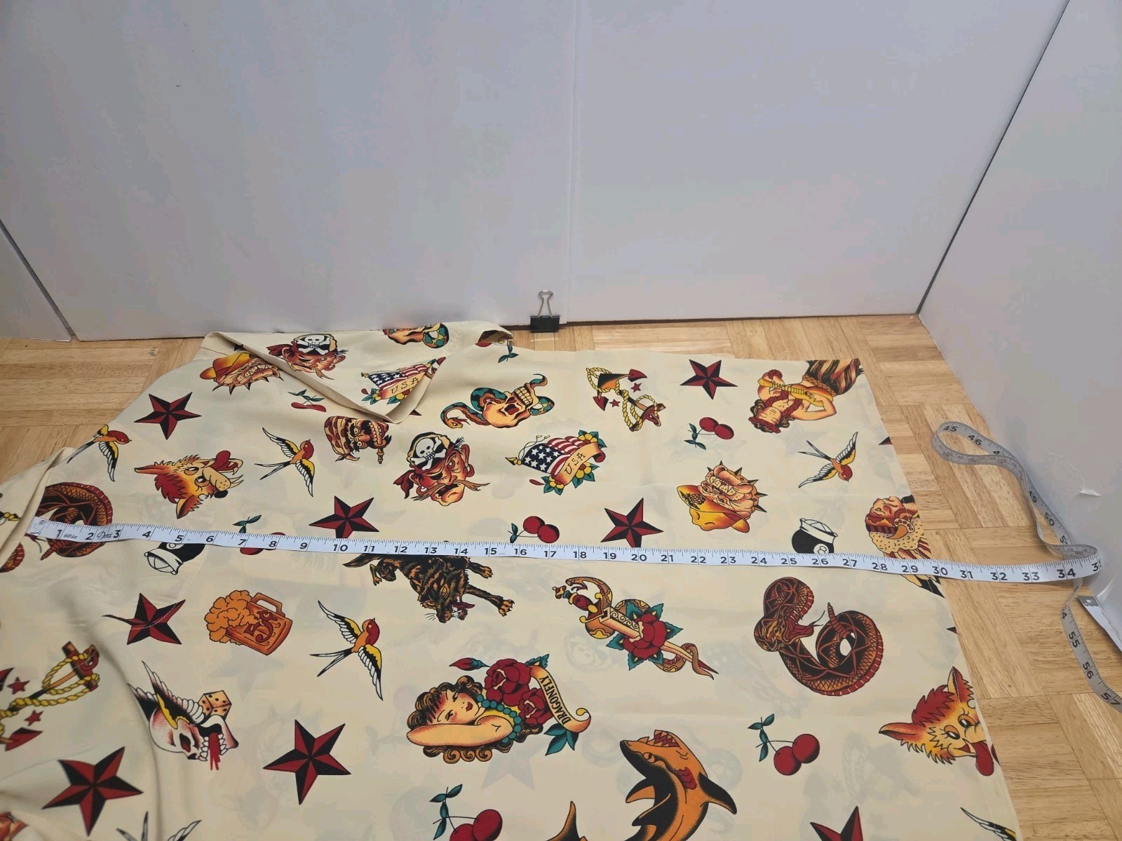 Vtg Dragonfly Clothing Co Tattoo Flash Shirt Medium All Over Print Y2K Rockabill