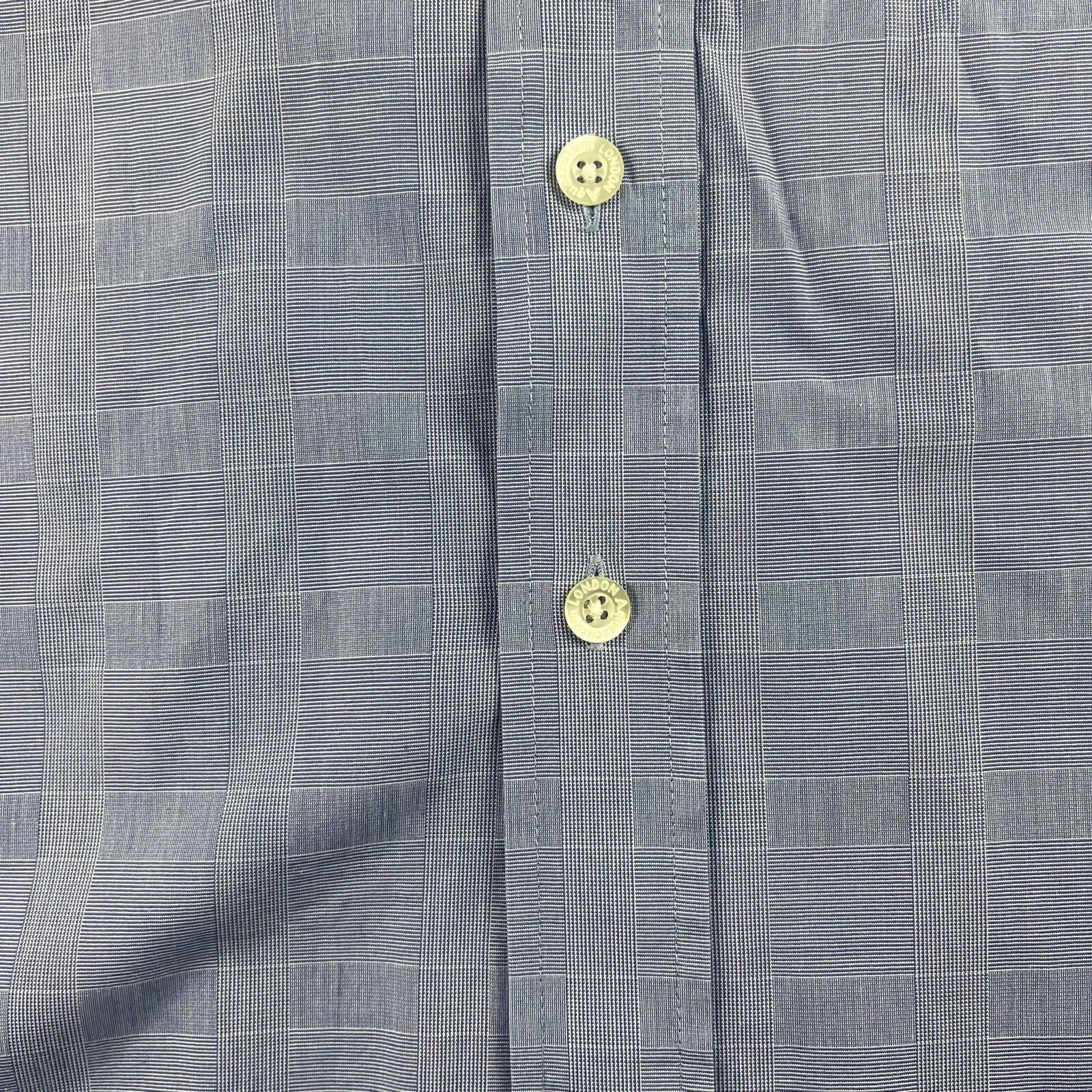 Aquascutum Of London Shirt Blue Check Shirt Men’s 42cm / 16 1/2″ Two Fold Cotton