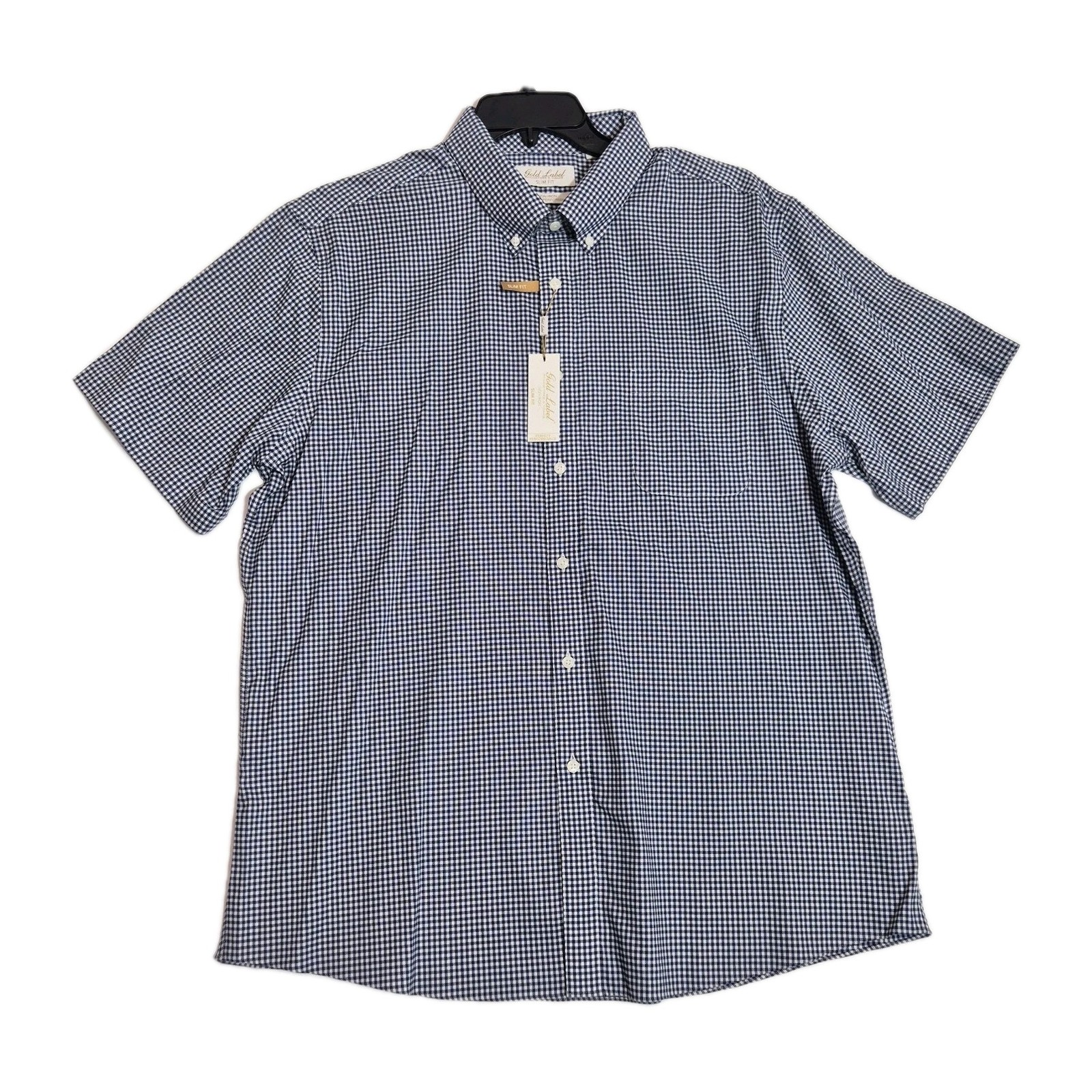 Roundtree & Yorke Gold Label Men’s Shirt Size XXL Check Short Sleeve Blue 69