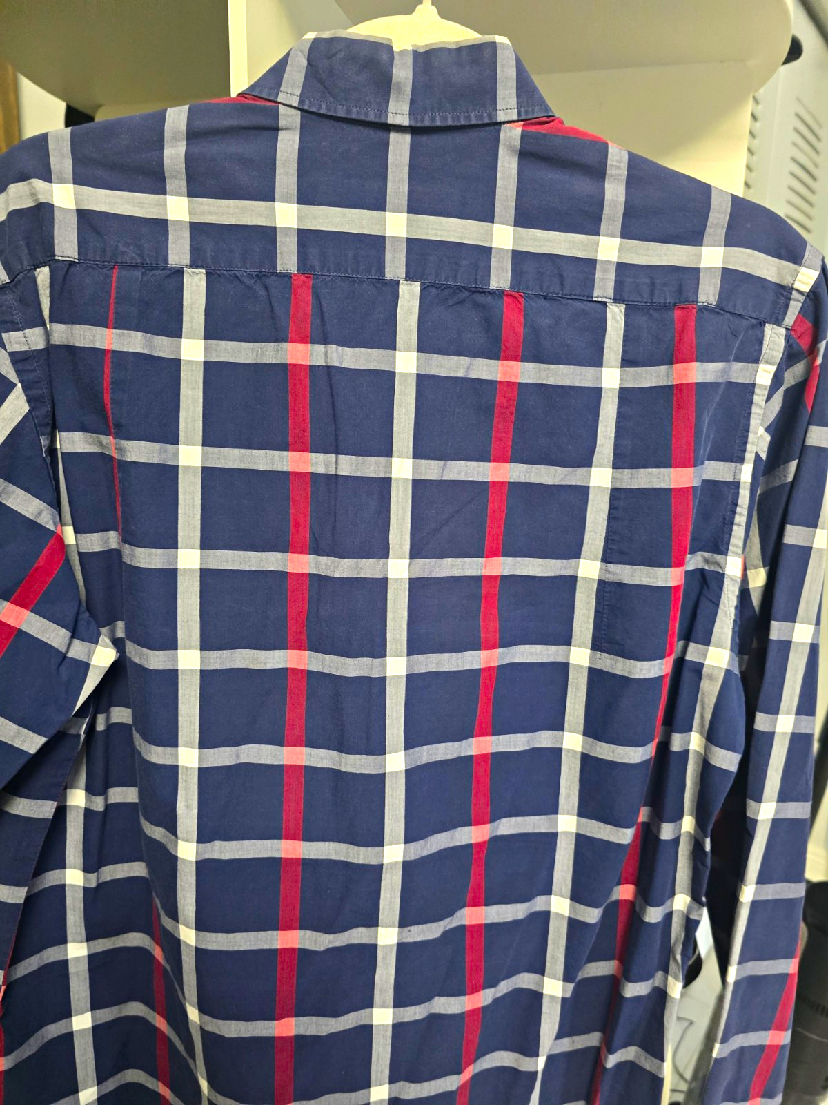 Carolina Herrera Men’s Blue/Red/White Plaid Button-Up Shirt Button-Down 16