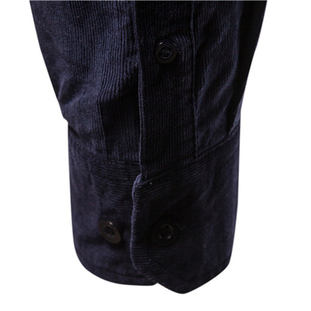 Men’s Shirt Autumn Warm Cotton Corduroy Slim Fit Casual Shirt Long Sleeve Jacket