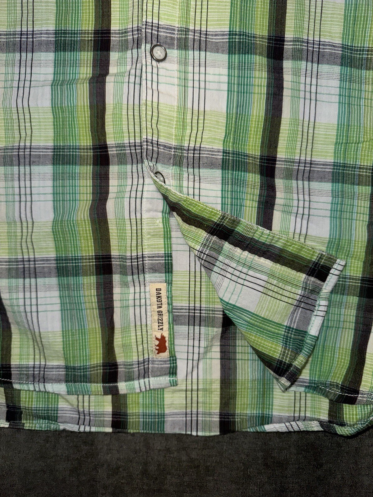 Dakota Grizzly Shirt Adult Mens XXL Green Plaid Cotton Casual Outdoor Button Up