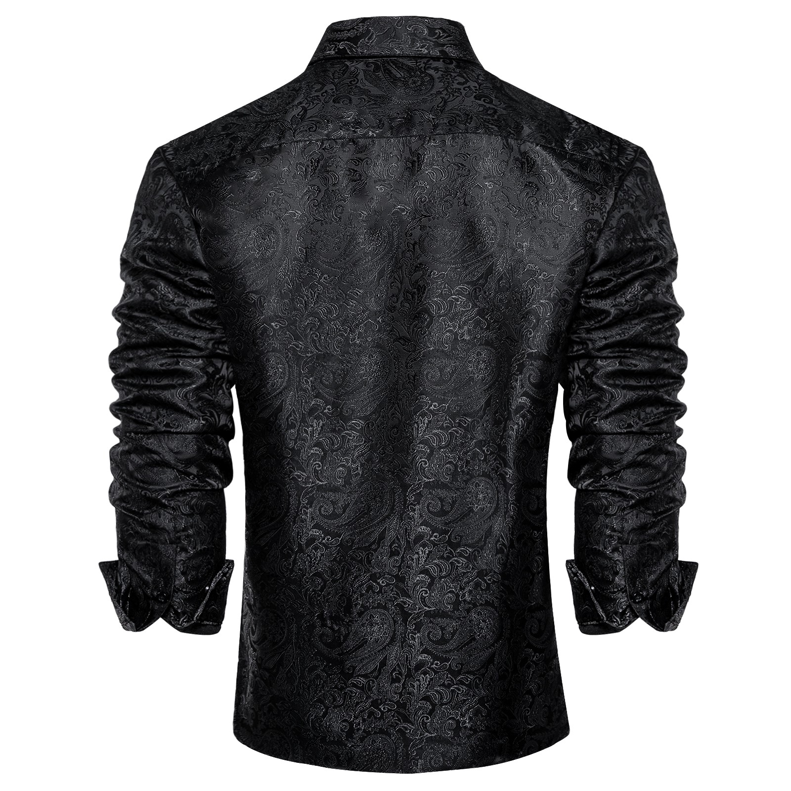 Mens Shirt Long Sleeve Black Paisley Luxury Button Regular Fit Shirts Formal