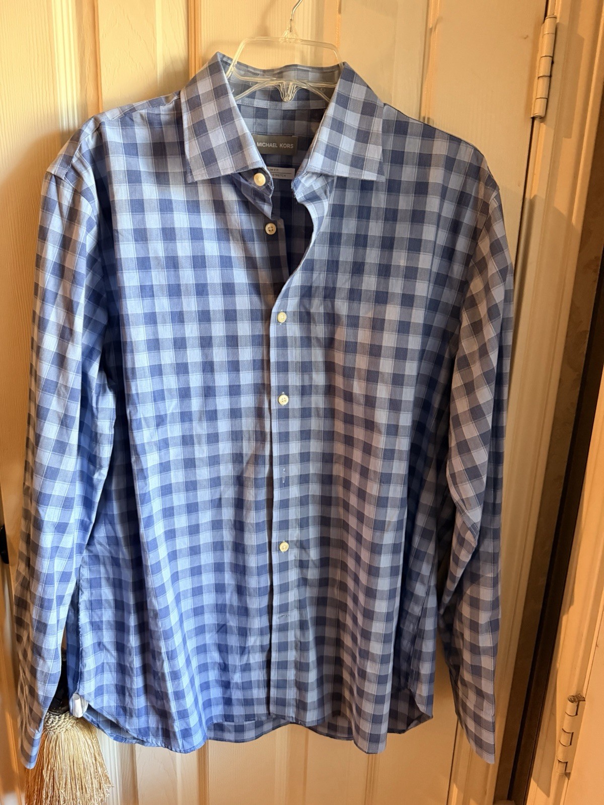 Michael Kors Slim Fit Airsoft Stretch Size XL 34/35 Long Sleeve Shirt Button Up