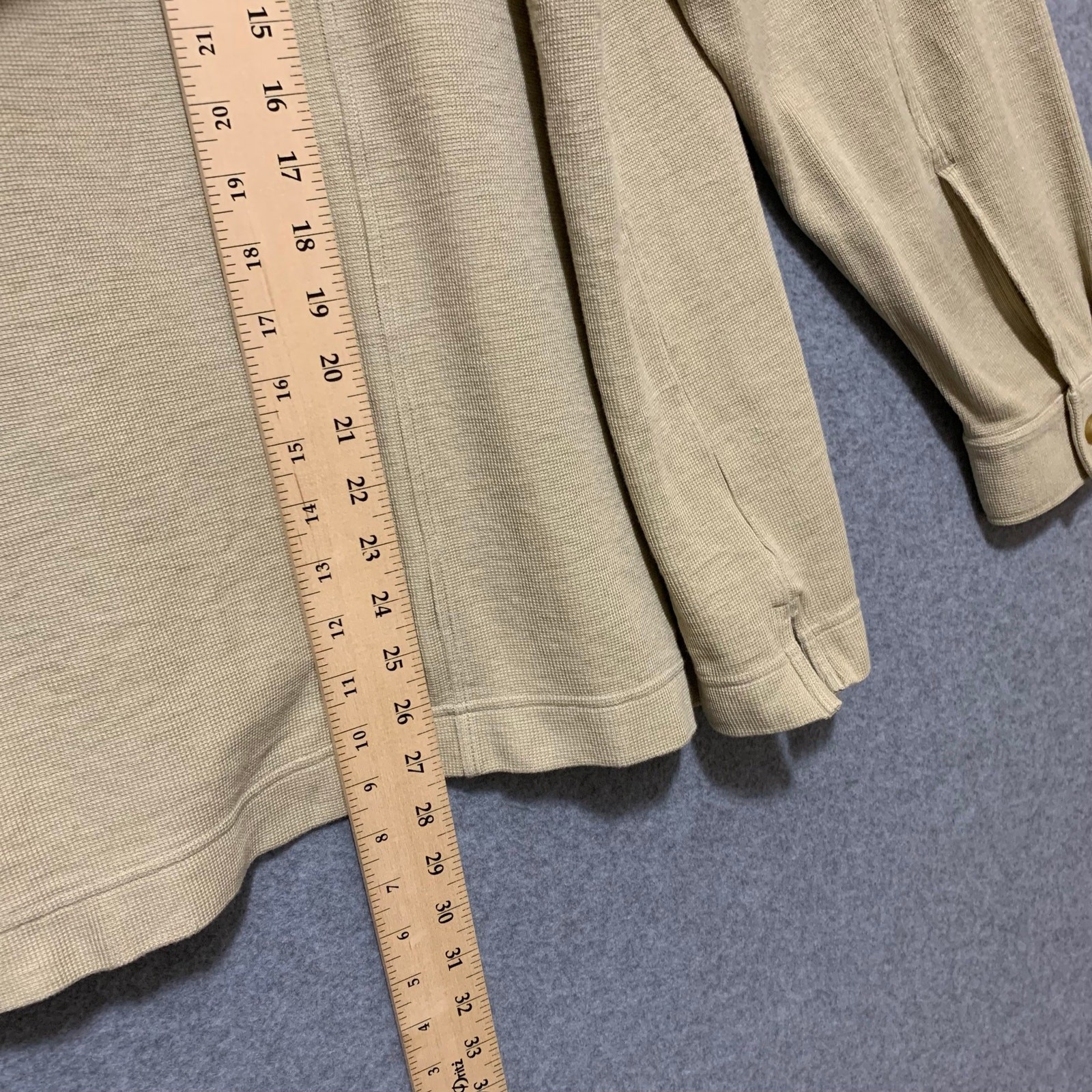 Vintage Cutter & Buck Silk Knit Button Front Shirt/Jacket Tan Sz L Resort Casual