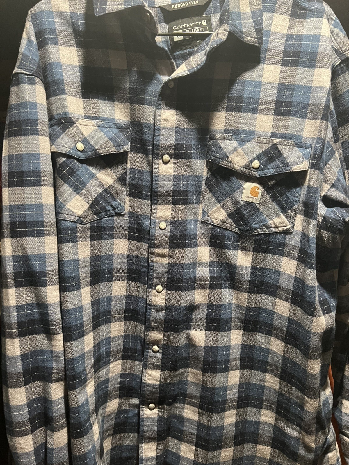 Carhartt Flannel Shirt Rugged Flex Size Regular XL 97% Cotton 3% Spandex