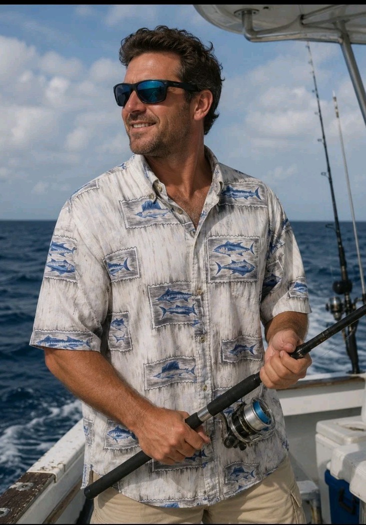 Bimini Bay Shirt Mens Size XXL Brown Blue Fishing Short Sleeve Button Casual