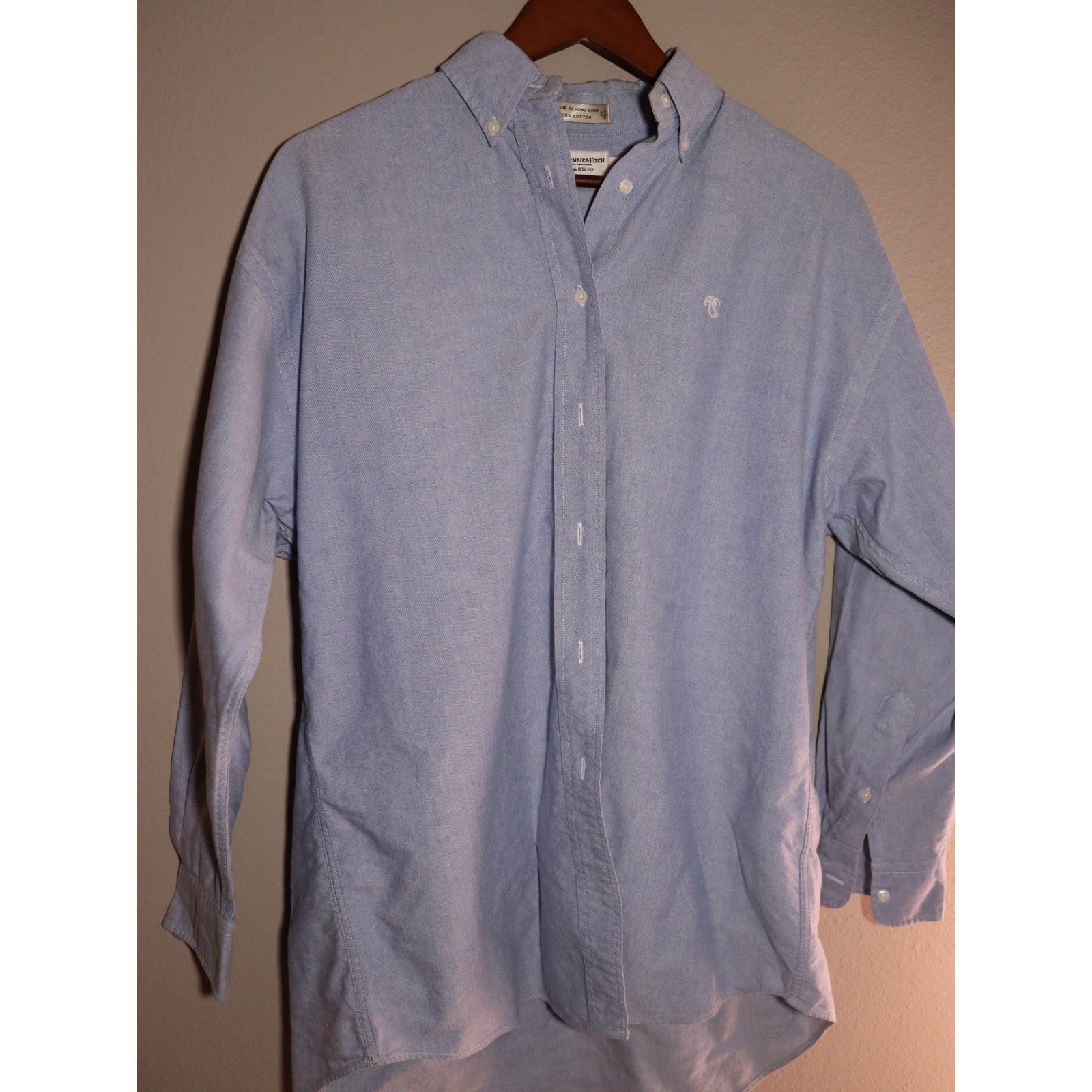 Vintage Abercrombie & Fitch Mens Blue Oxford Button Down Shirt Long Sleeve