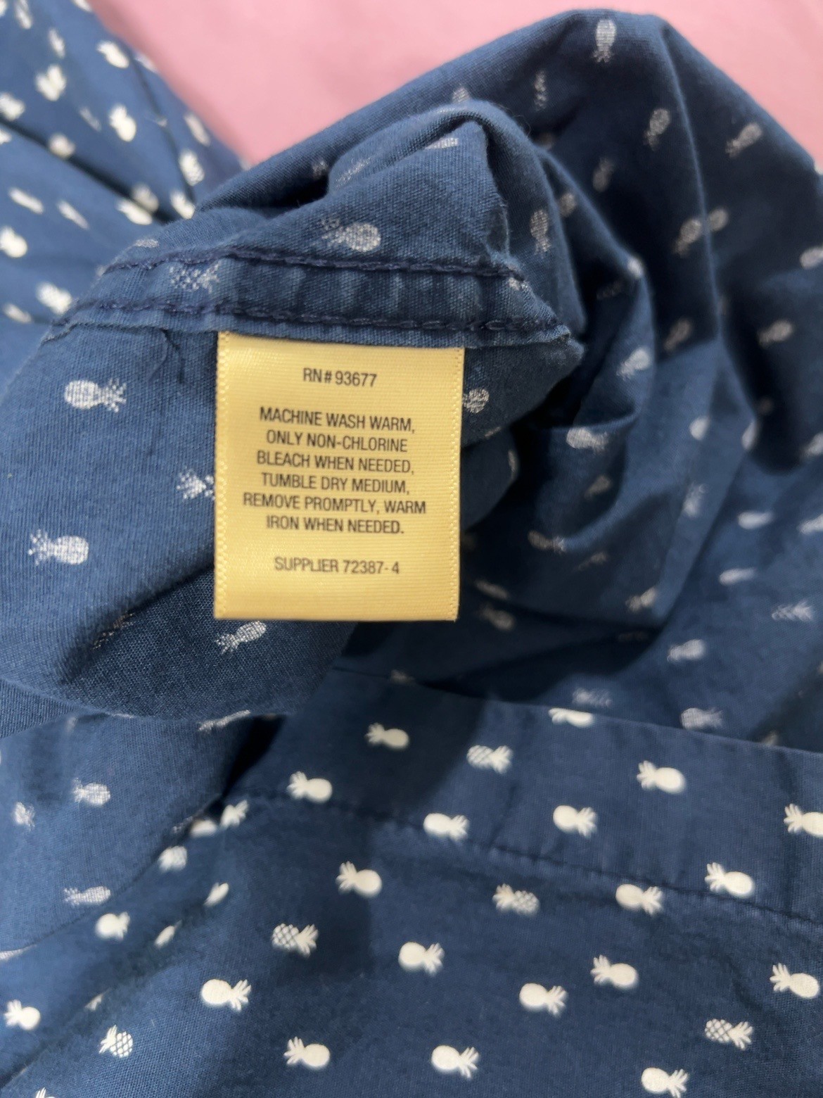 The Foundry Supply Co Mens 2XL Blue Pineapple Button Up Shirt Stretch Cotton