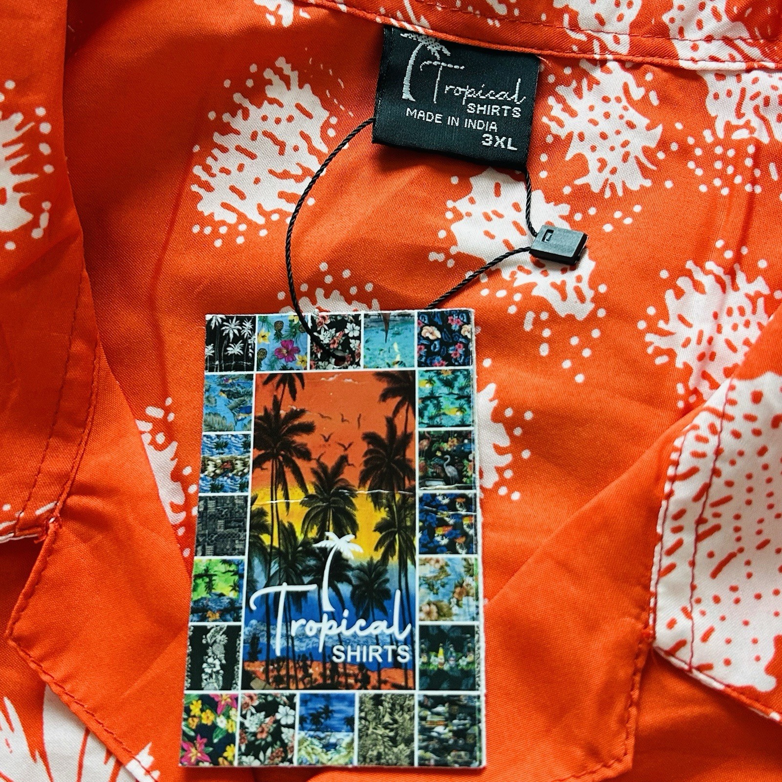 NWT Tropical Hawaiian Shirt 100% POLYESTER MEN’S 3XL ORANGE With Palm Tree’s
