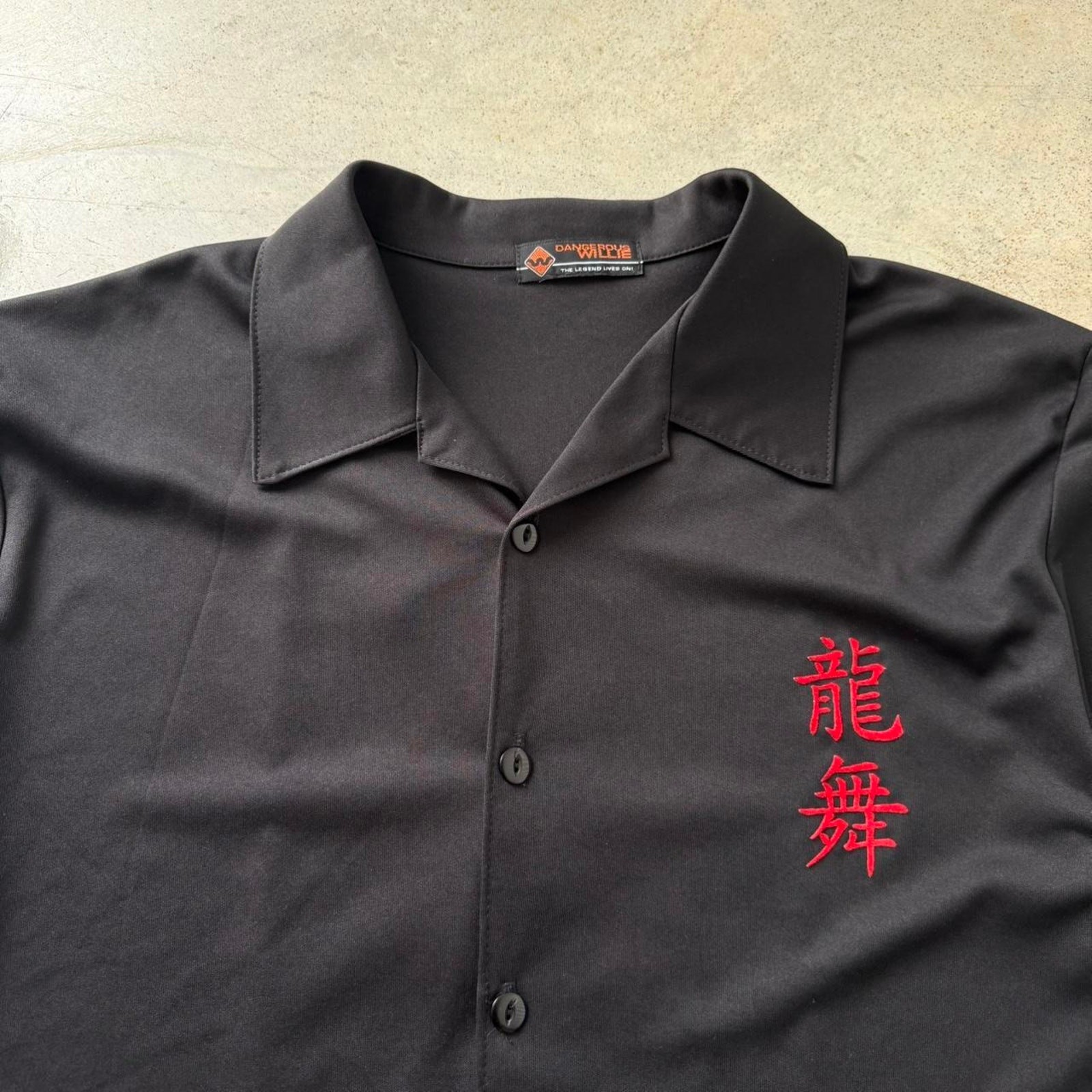 Vintage Y2K Dangerous Willie Japanese Dragon Grunge Alt Button Up Shirt Size L