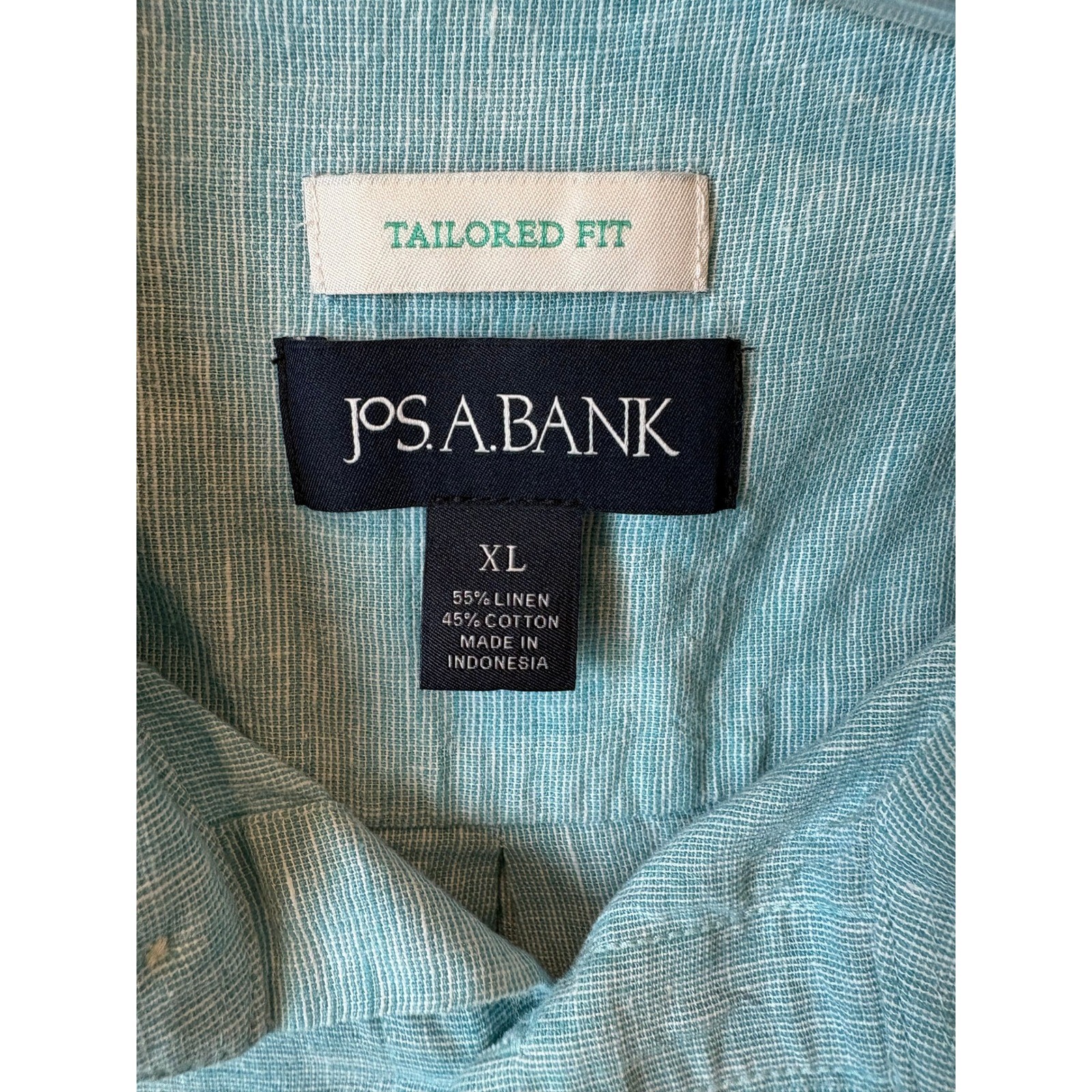 Jos. A. Bank Mens Tailored Fit Linen Cotton Short Sleeve Button Up Shirt