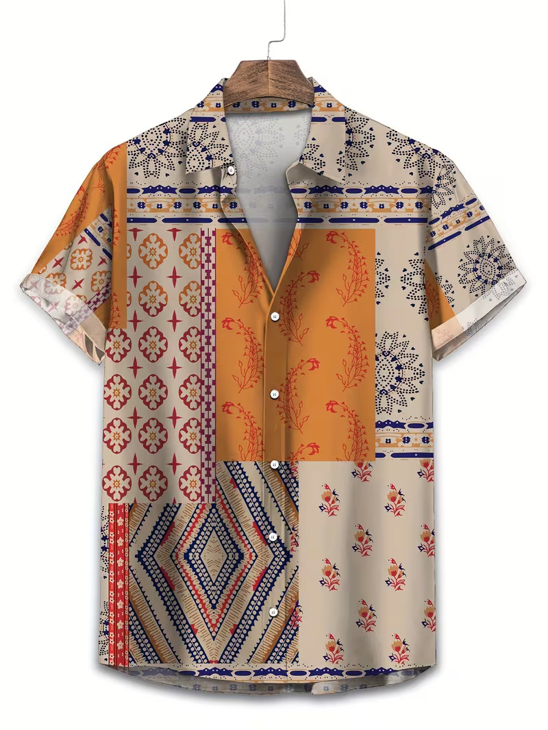Patchwork Design Hawaiian Shirt