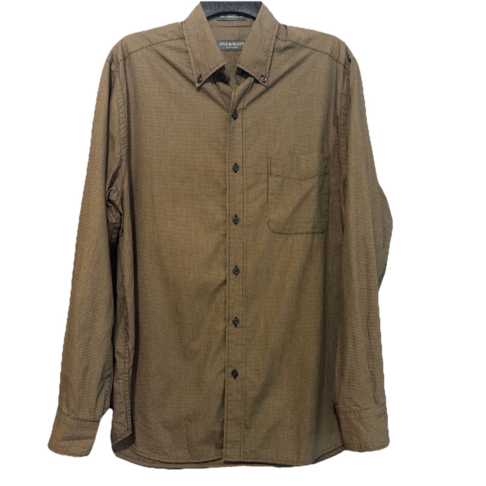 Lyle & Scott VTG Dress Shirt Men M Plaid Long Sleeve Microcheck Combed Cotton