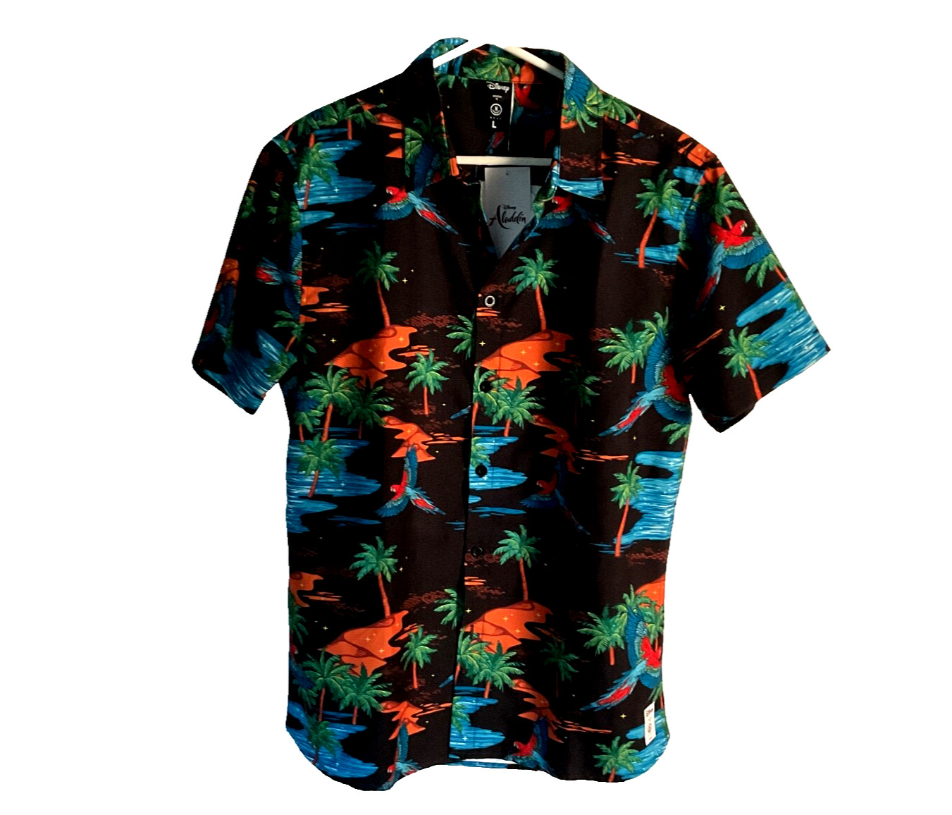Men’s Aladdin Disney Poolsider Neff Button-Up Shirt Size L Water Friendly NWT