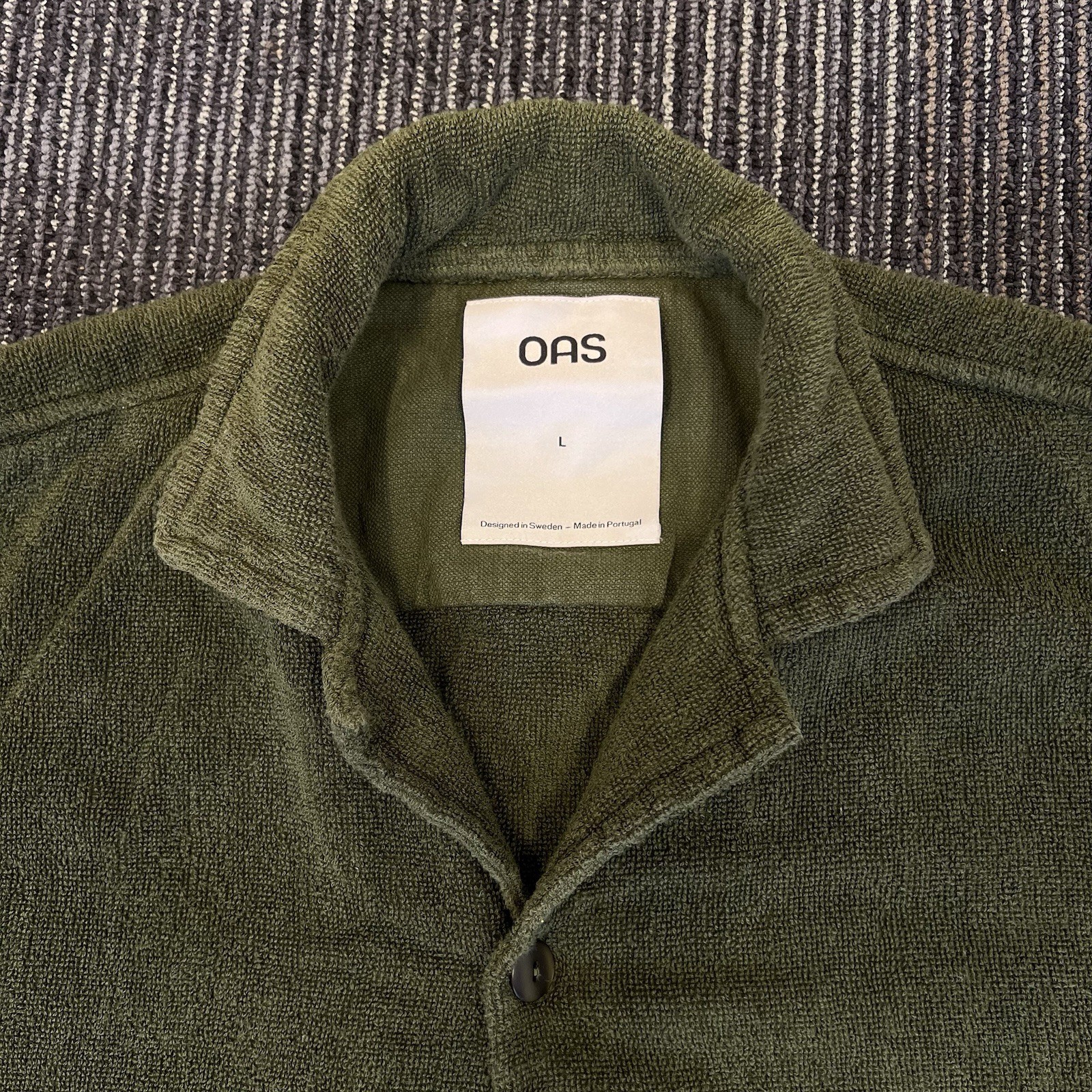 OAS Army Green Cuba Terry Shirt Size Large Mens