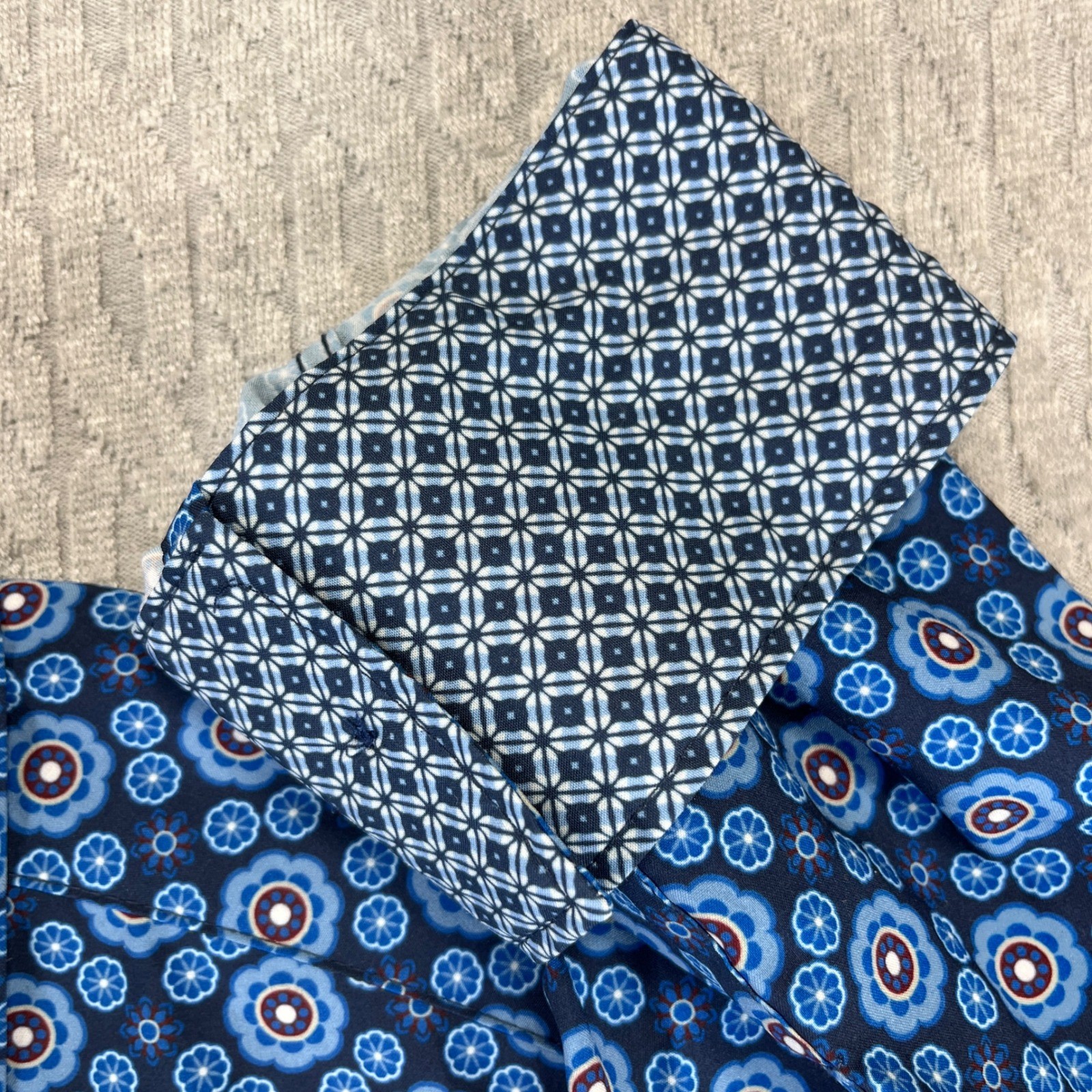 Construct Geometric performance dress shirt Men XXL Long Sleeve 4 Way Stretch
