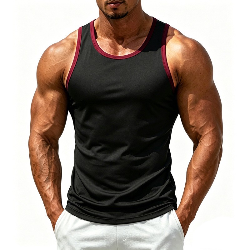 Retro sports elastic quick-dry color-block versatile fitness training tank top
