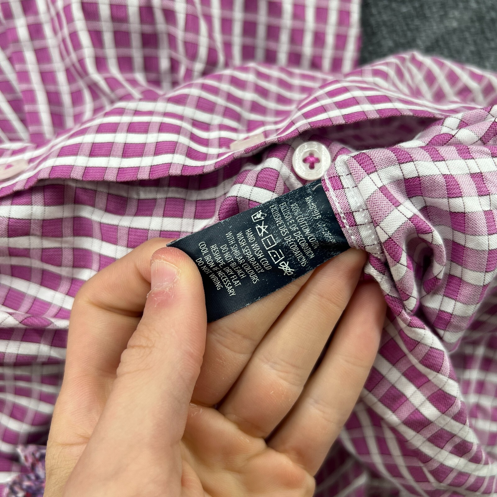 Robert Graham Button Up Shirt Mens M Pink Check Flip Cuff Cotton Long Sleeve
