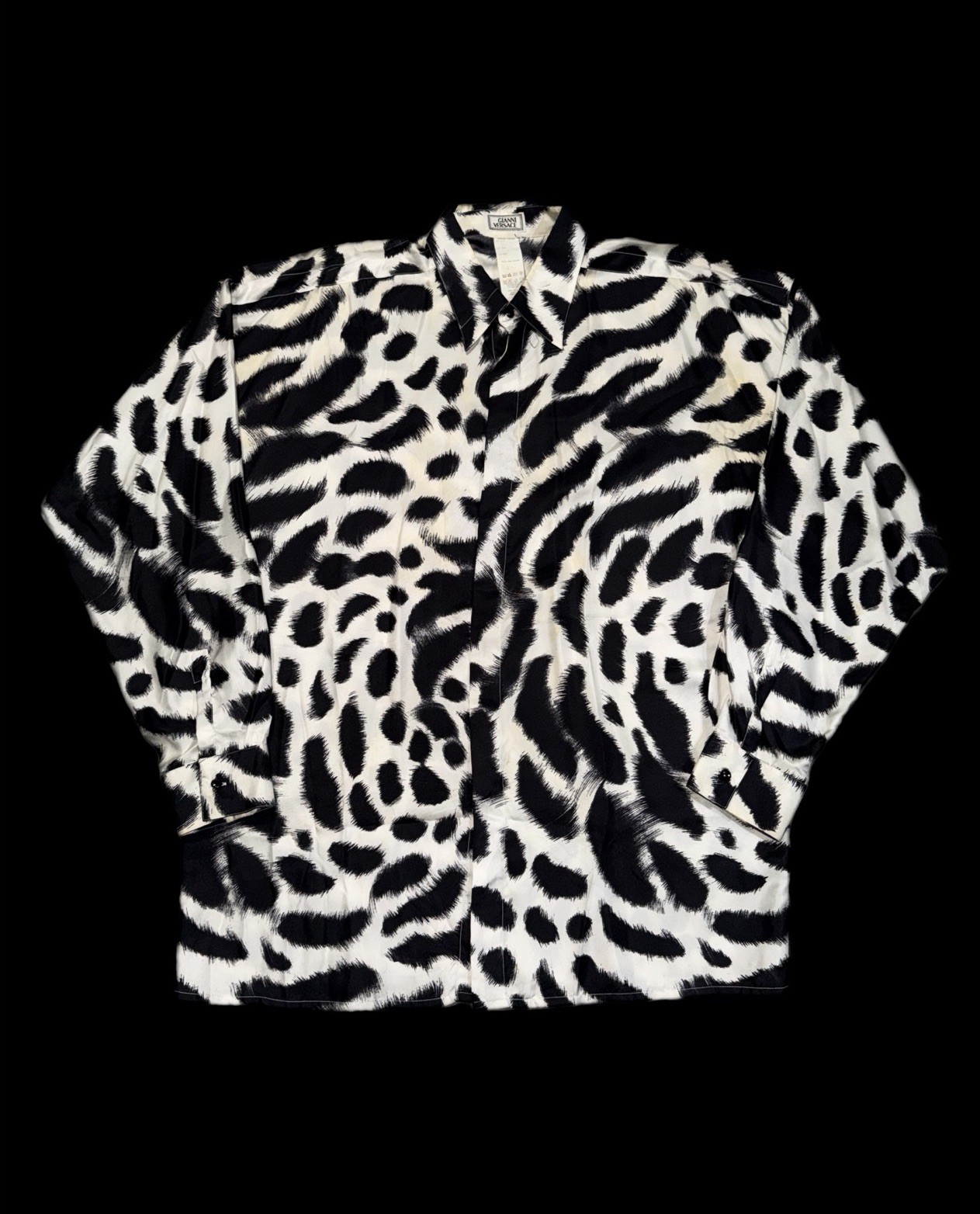 SS 1992 Gianni Versace Vintage Silk Animal Leopard Print Shirt Extremely Rare