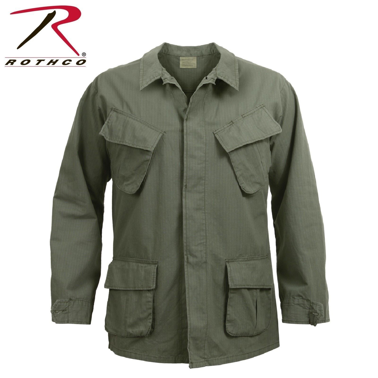 ROTHCO 4687 OLIVE DRAB 100% COTTON RIP-STOP VINTAGE VIETNAM ERA FATIGUE SHIRTS