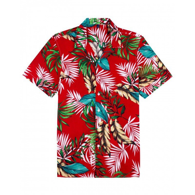 Men’s beach 3D print shirt trendy unique leaf flower versatile