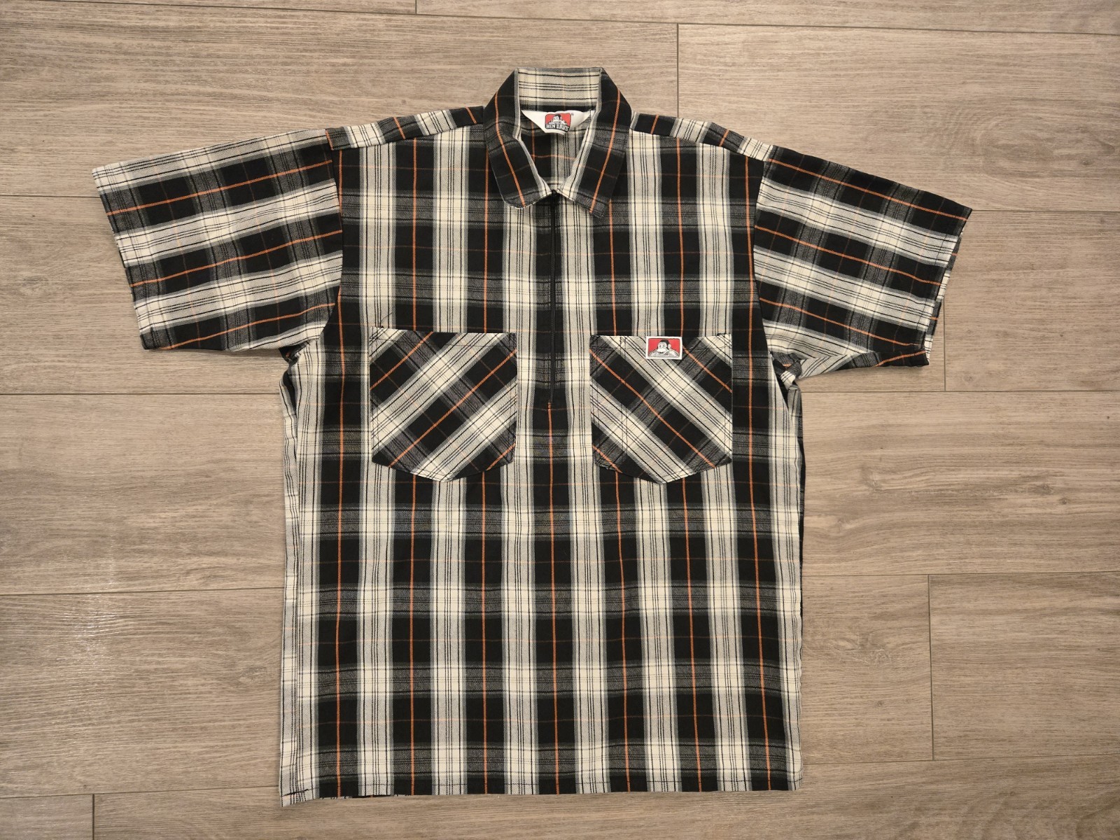 VTG Ben Davis Shirt Men’s Medium Plaid 1/4 Zip Mechanic Work Chicano USA Made
