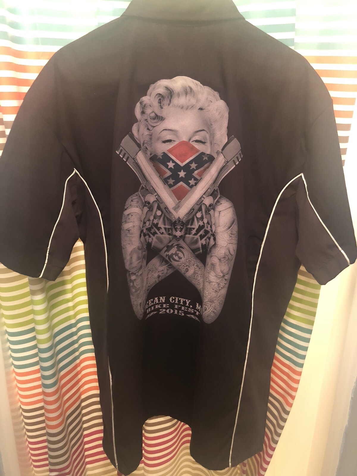 Biker Wear USA Motorcycle Short Sleeve Shirt Black Button Up Men XL Bike Fest