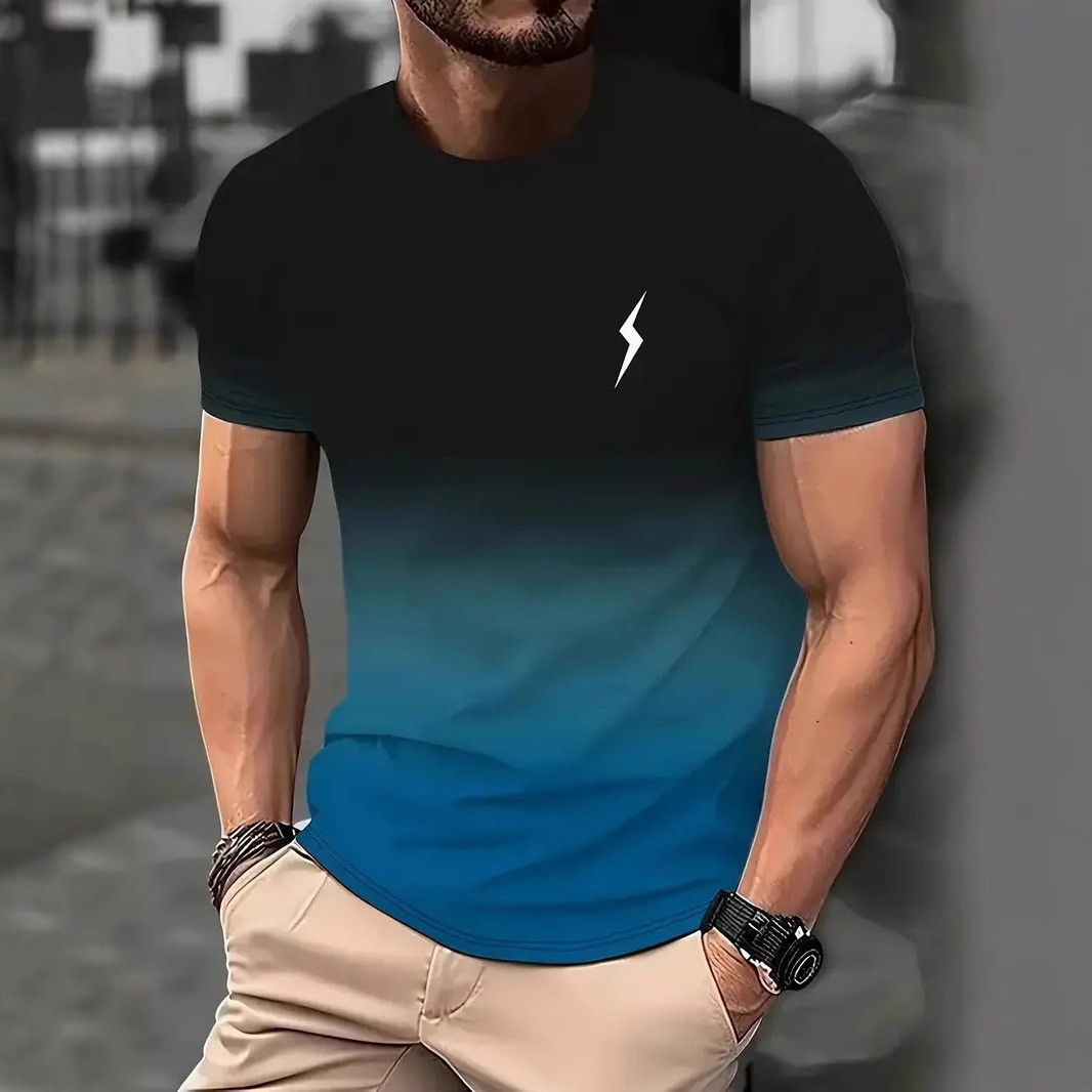 Gradient fashion print short-sleeve T-shirt